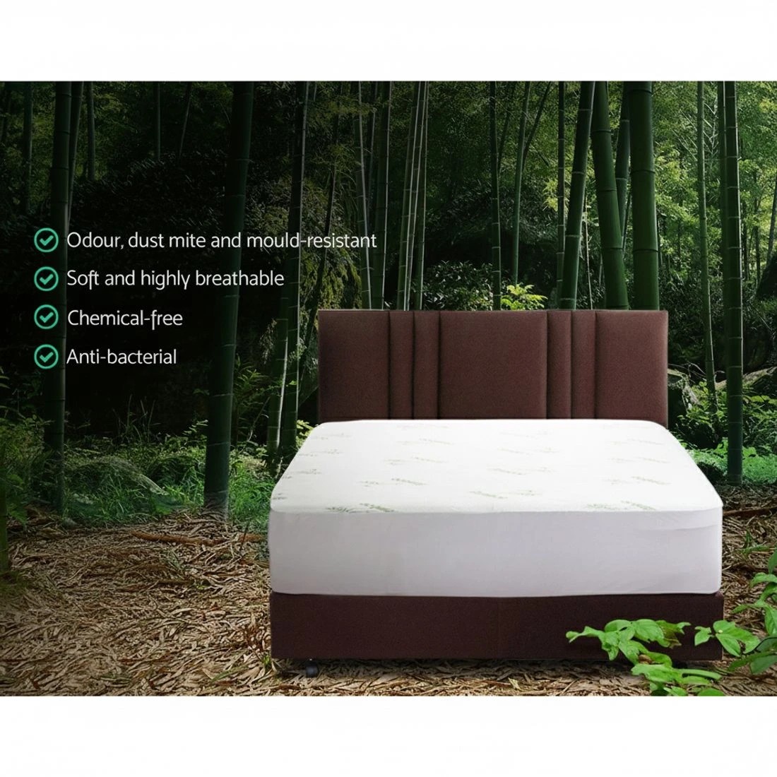 4 Giselle Bedding 40cm Bamboo Mattress Protector Breathable Design Double - Double Bed - White, 4 of 8