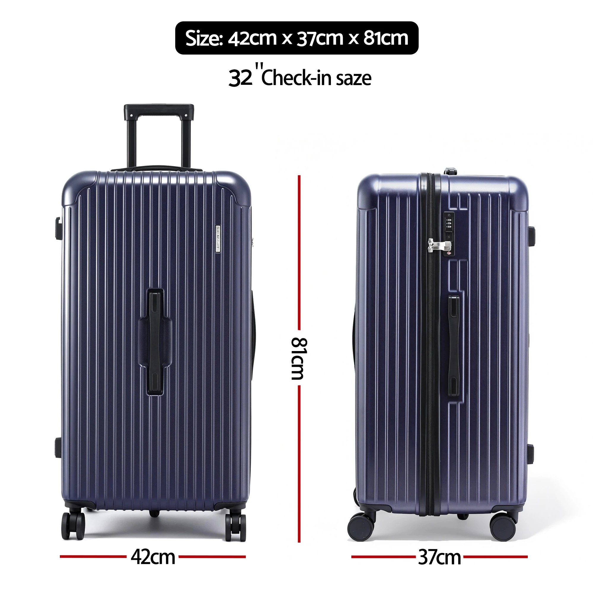 2 Wanderlite 32" Trunk Luggage Suitcase Travel TSA Type-C 5 Wheels Deep - Blue, 2 of 4