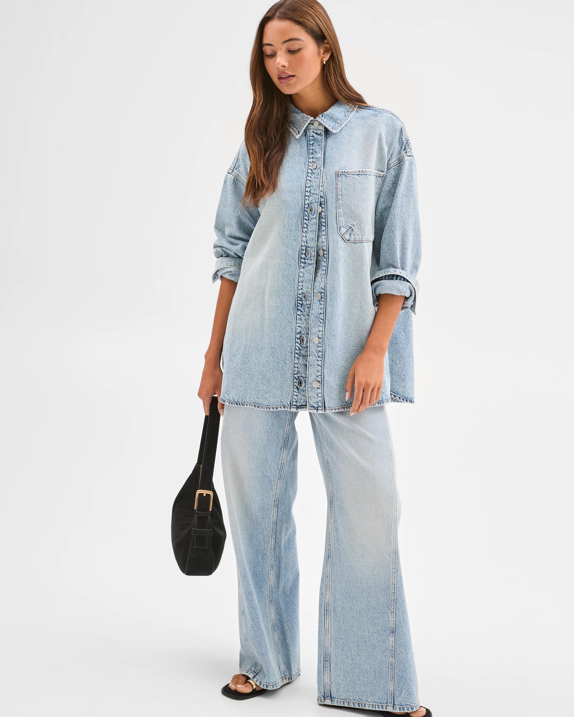 1 Lily Loves Denim Oversized Shirt SALTY BLUE, 1 of 10