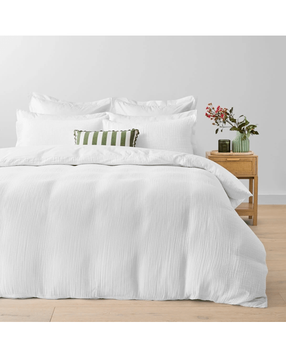 Muslin Cotton Quilt Cover Set - Super King Bed, White