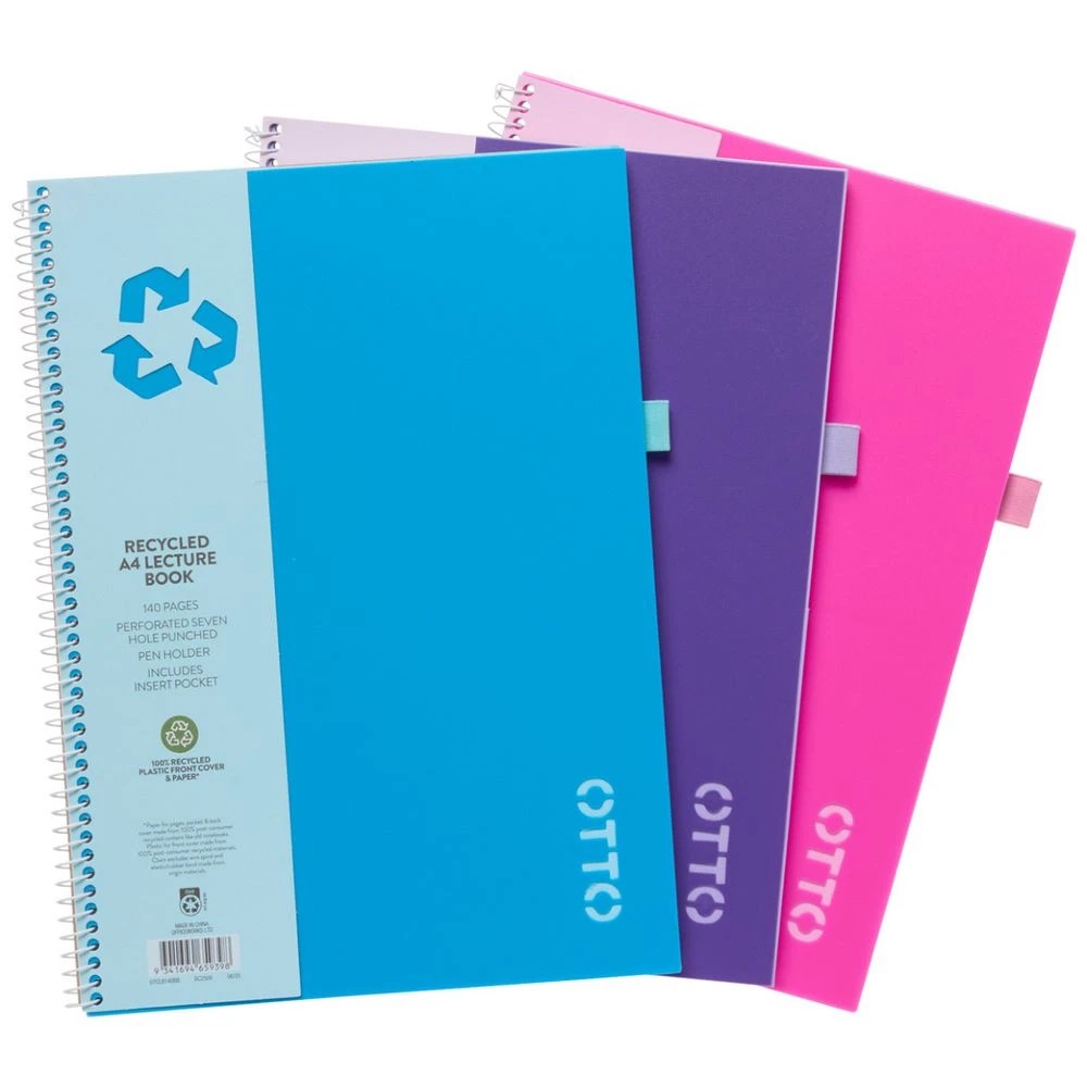 5 Otto A4 Recycled Lecture Book 140 Page Blue, 5 of 5