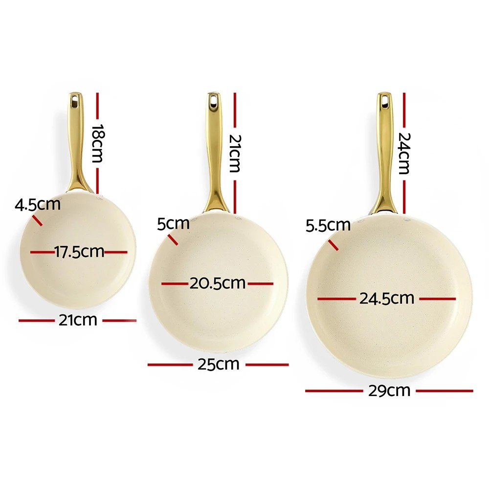 2 5-star Chef Frying Pan 3PCS Shades Frypan Set Ceramic Coating - Multi, 2 of 7