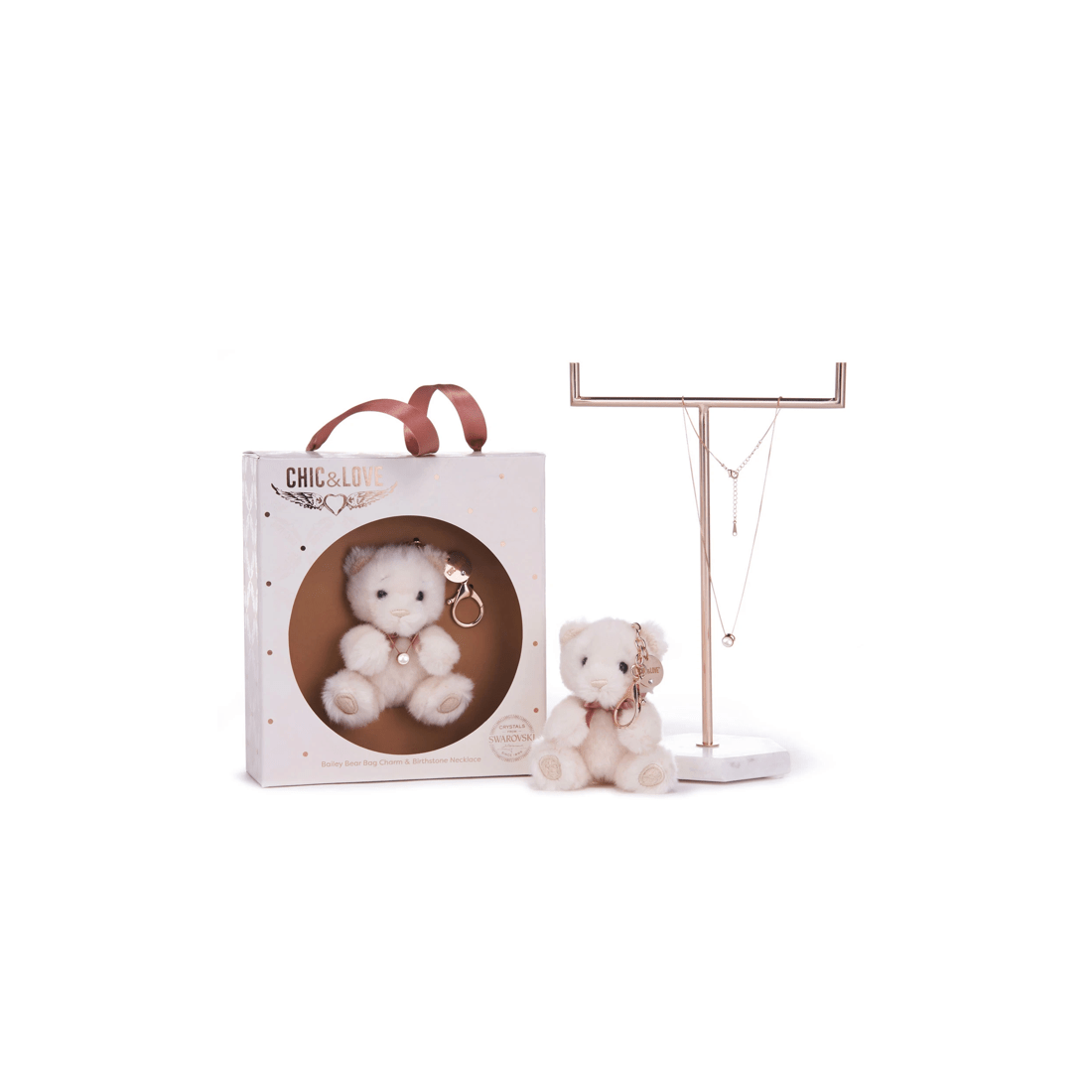 4 Chic & Love - Bailey Bear Bag Charm & Necklace June - Gift Set - White, 4 of 4