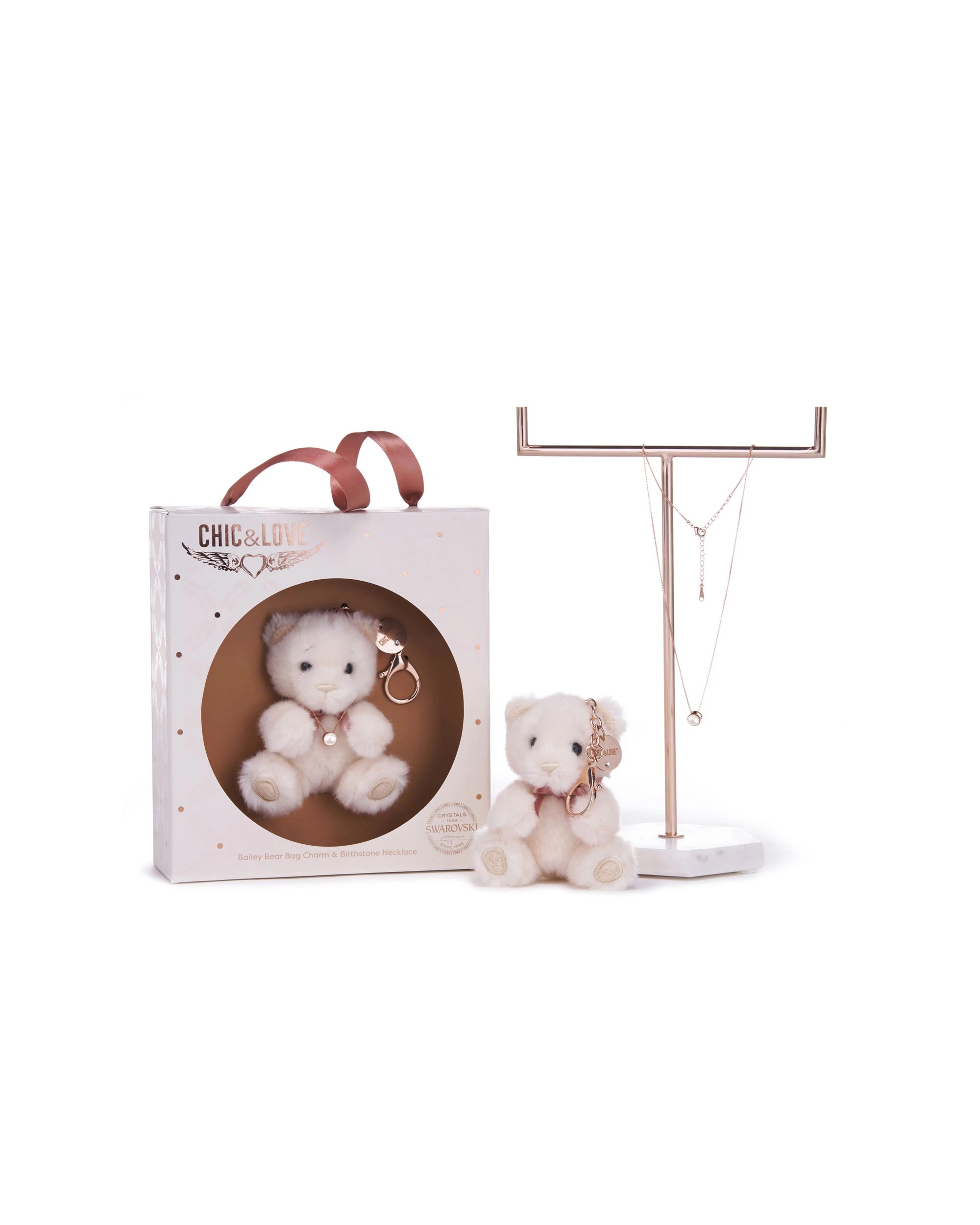 4 Chic & Love - Bailey Bear Bag Charm & Necklace June - Gift Set - White, 4 of 4