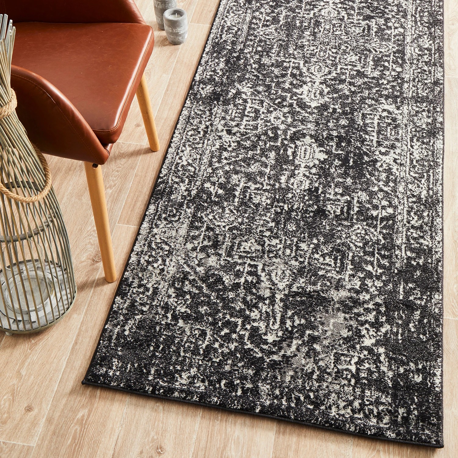 2 Common Ground Rugs Encore 253 500x80cm Runner - Extra Large Pet Friendly Rug - Charcoal, 2 of 7
