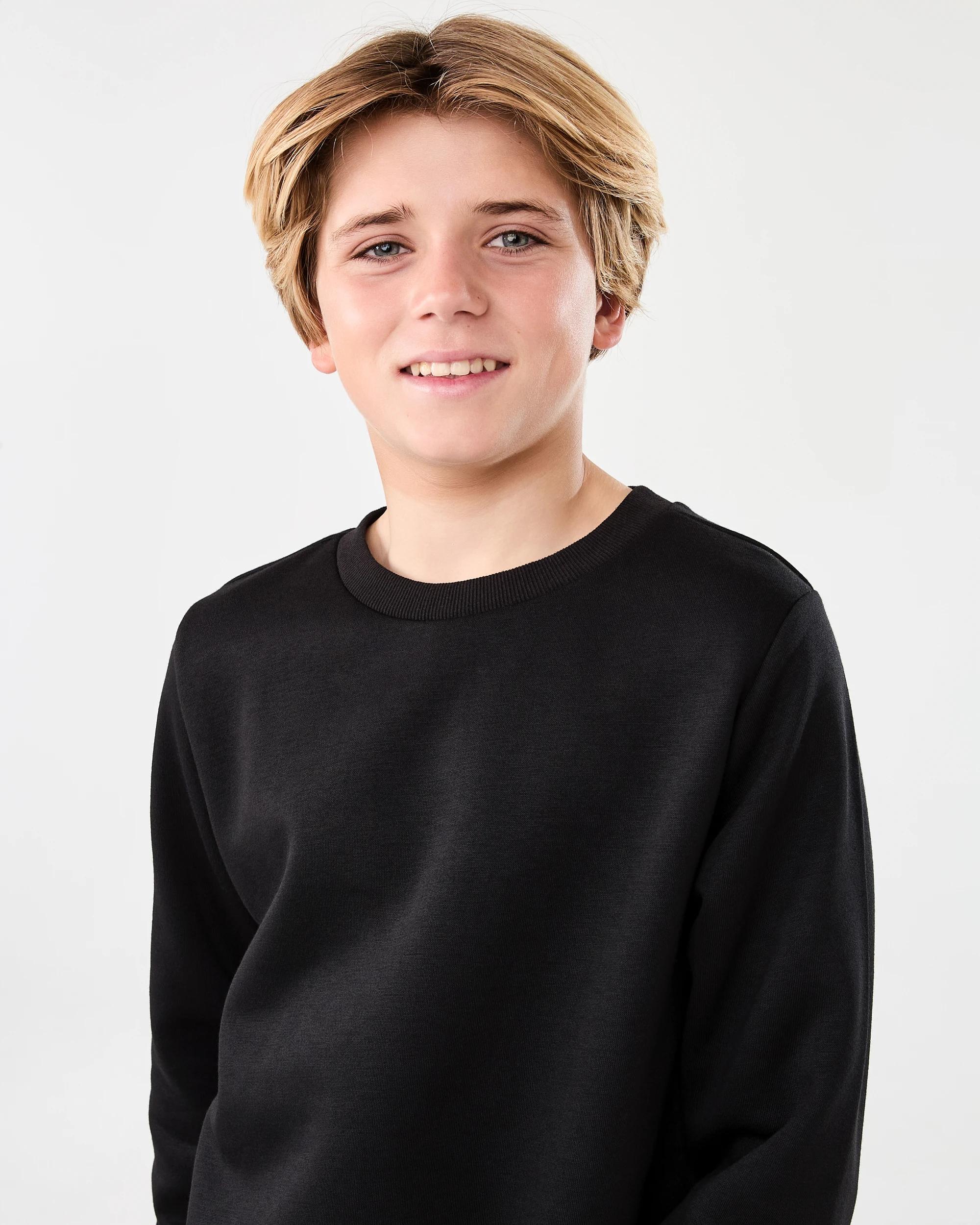 3 Basic Crew Sweatshirt Black, 3 of 7