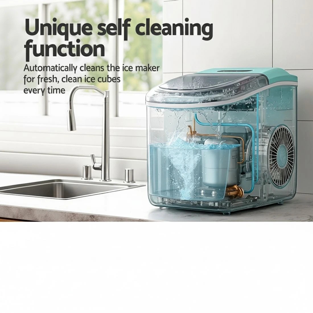 8 Devanti 12kg Ice Maker Machine w/Self Cleaning Green - Green, 8 of 8