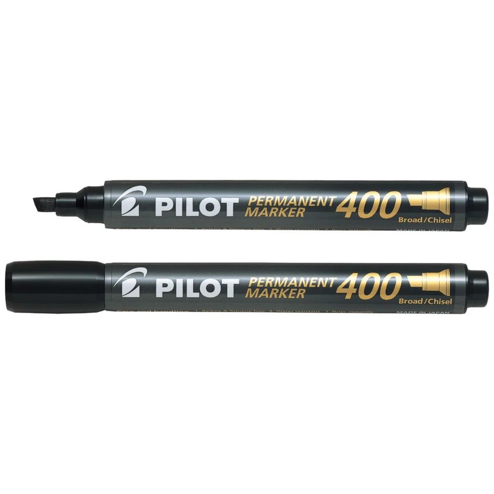 3 PILOT SCA400 Permanent Marker Chisel 1.5-4mm Black 2 Pack, 3 of 6