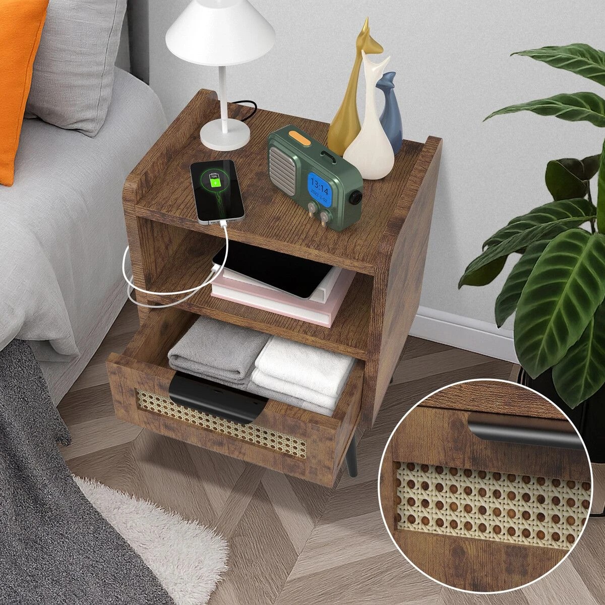 4 LUXSUITE Bedside Table Side Nightstand Rattan Drawer Hall End Lamp Stand, 4 of 6
