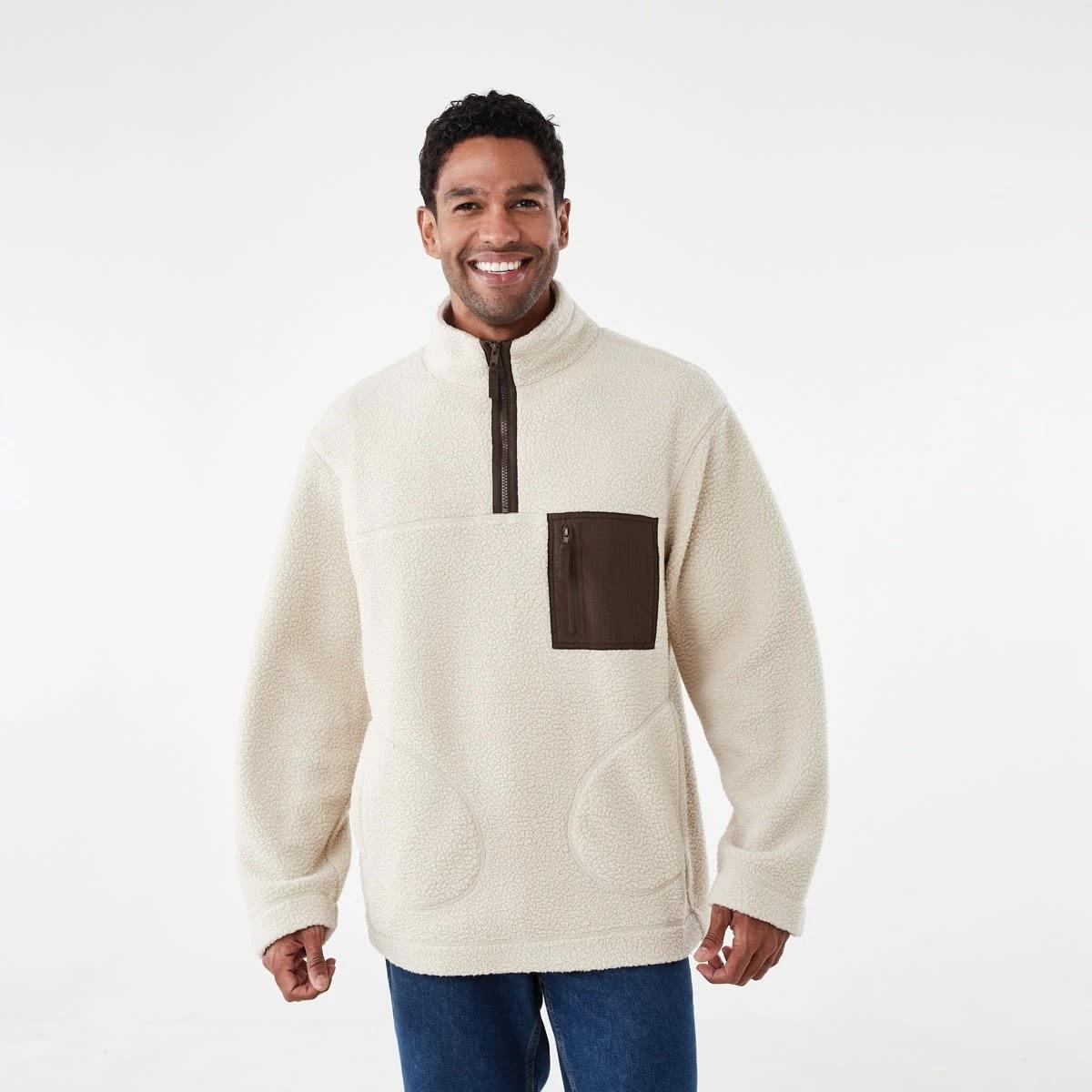 1 Polar Fleece 1/4 Zip Sweatshirt Bge Ntrl, 1 of 7