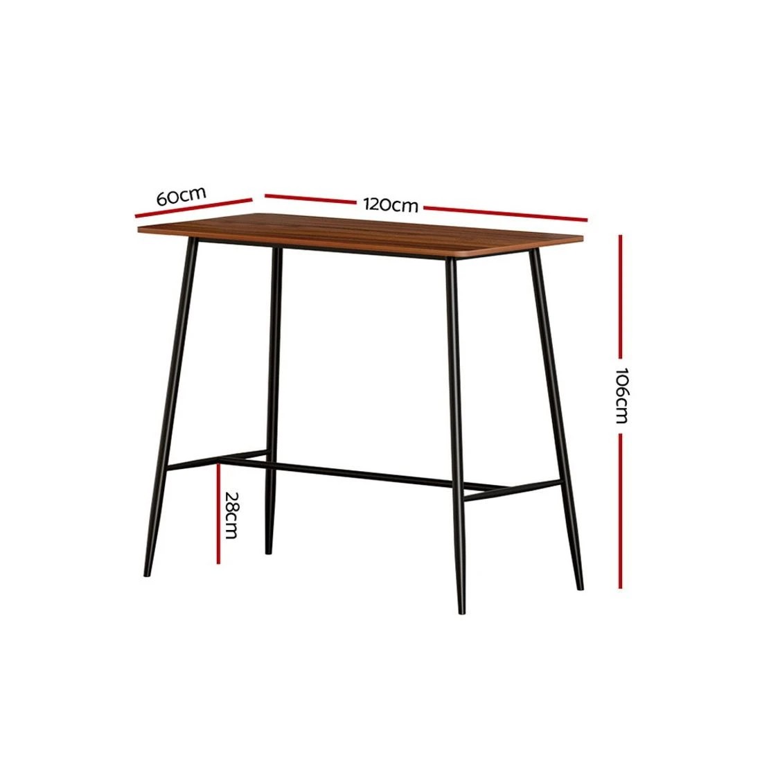 4 Artiss Halle Bar Table 120CM Rectangular - Brown, 4 of 8