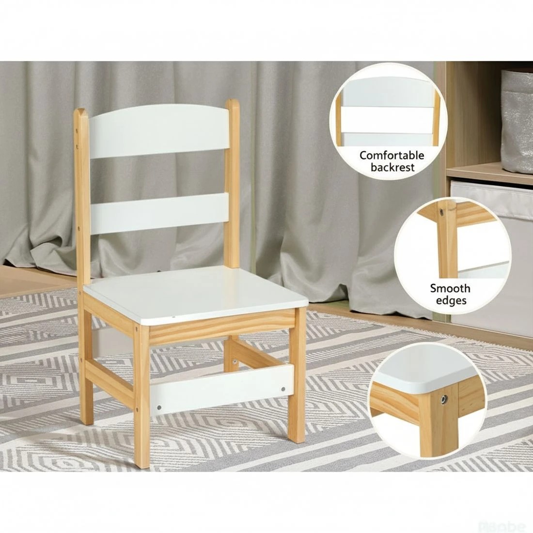 5 Keezi 2PCS Kids Table and Chairs Set Study Activity Toys Storage Desk Drawer - White, 5 of 5