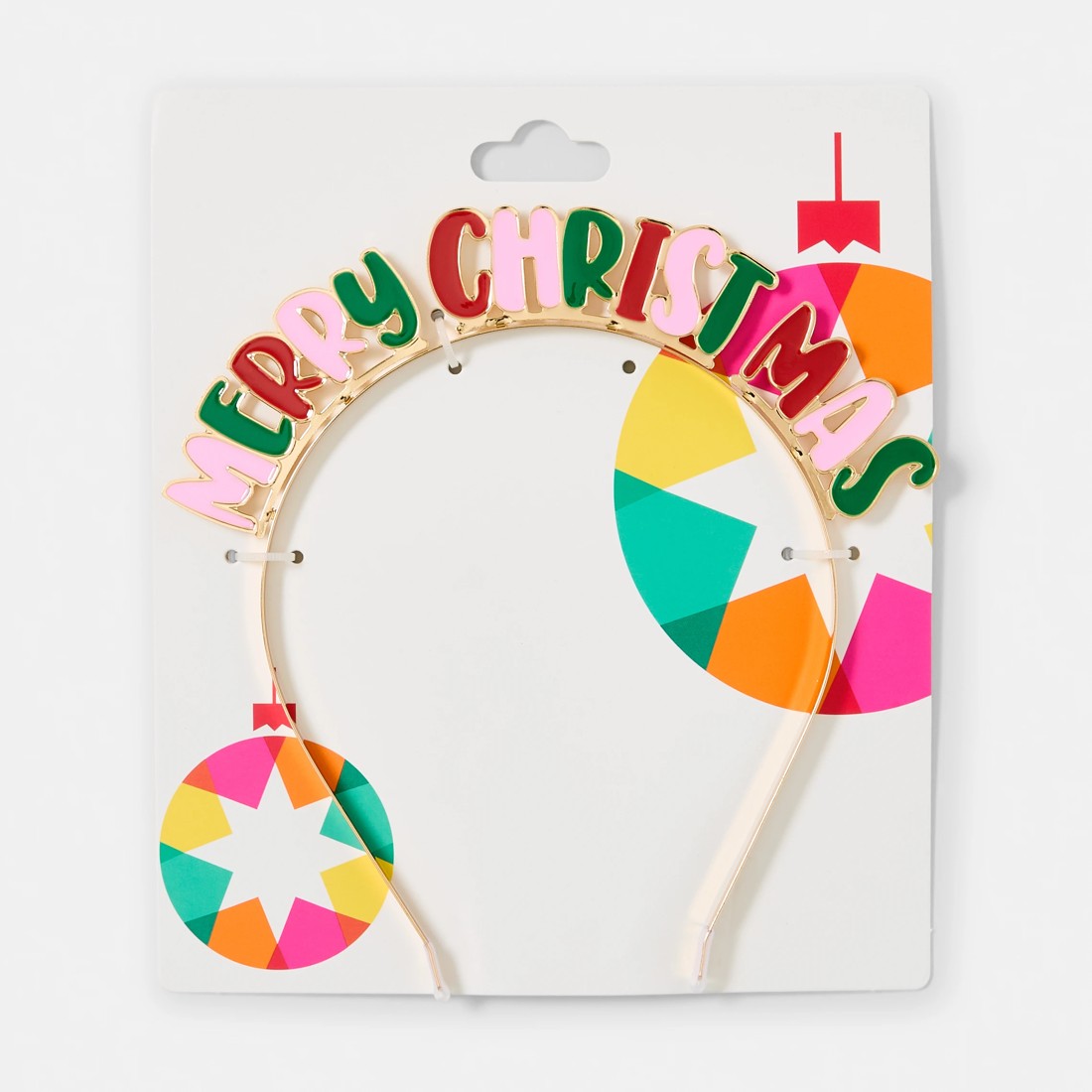 5 Merry Christmas Headband - Gold Tone, Pink, Red and Green, 5 of 5