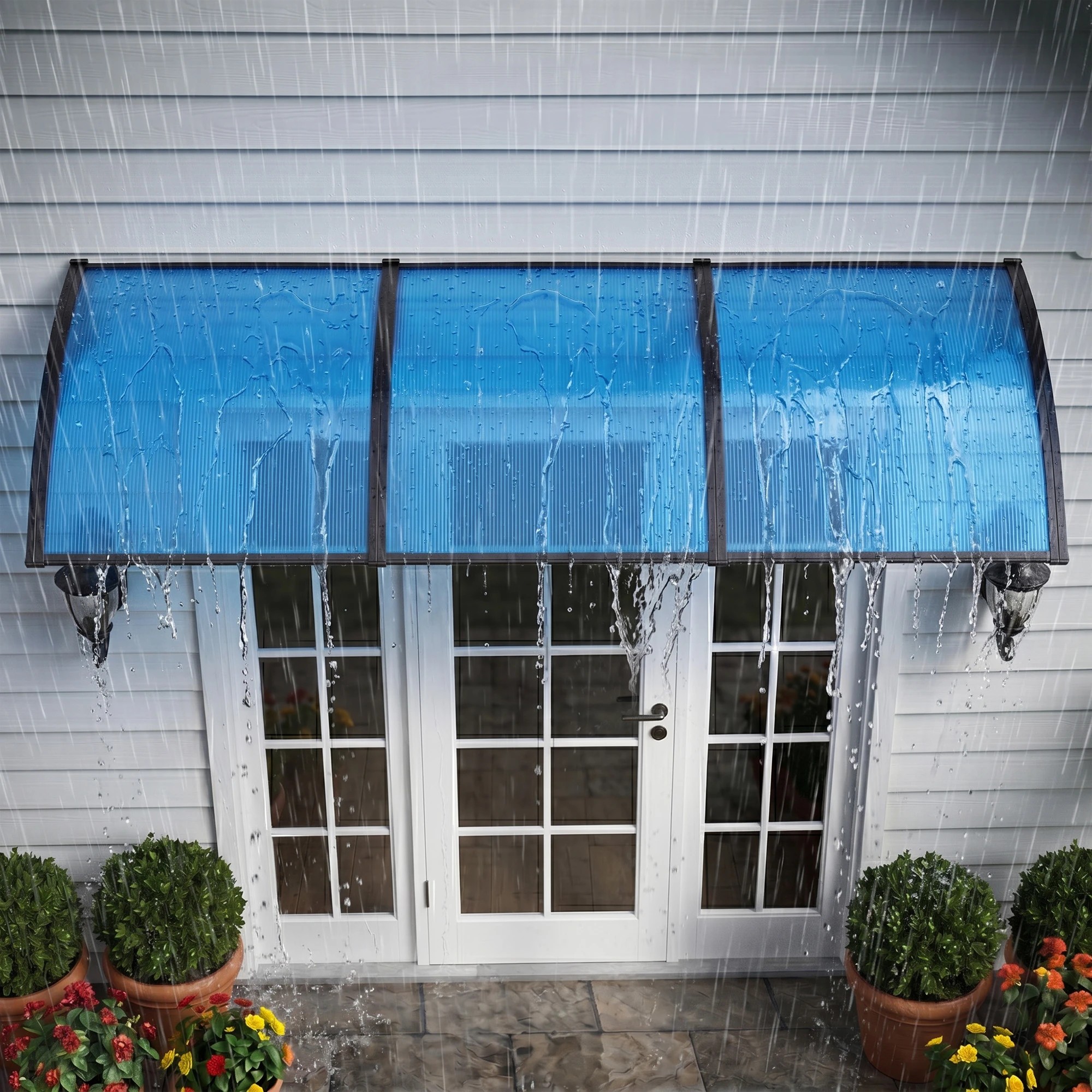 6 Instahut Window Door Awning 1mx3m - Blue, 6 of 9