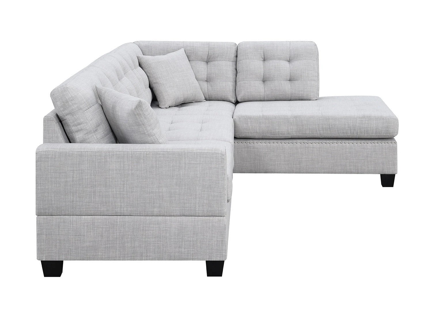 7 Foret 263cm L Shape Fabric Corner Sofa Chaise Lounge 4/5 Seater Light Grey, 7 of 7