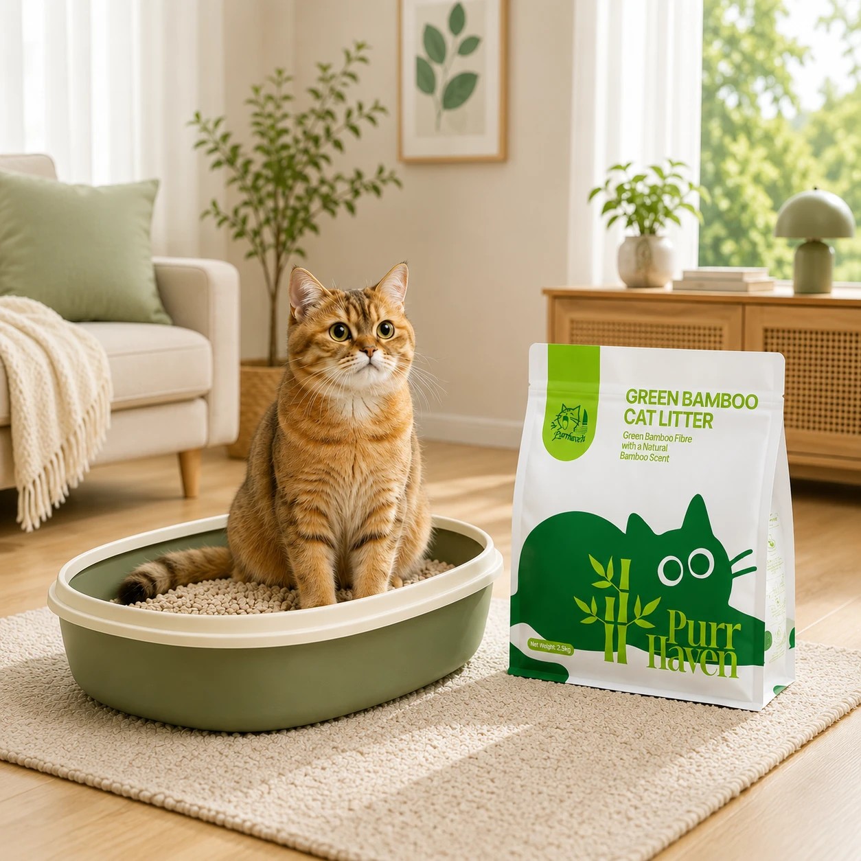 4 PurrHaven Bamboo Clumping Cat Litter 15kg 6 Pack Dust Free Flushable Non-Toxic - Bamboo Tapioca, 4 of 6