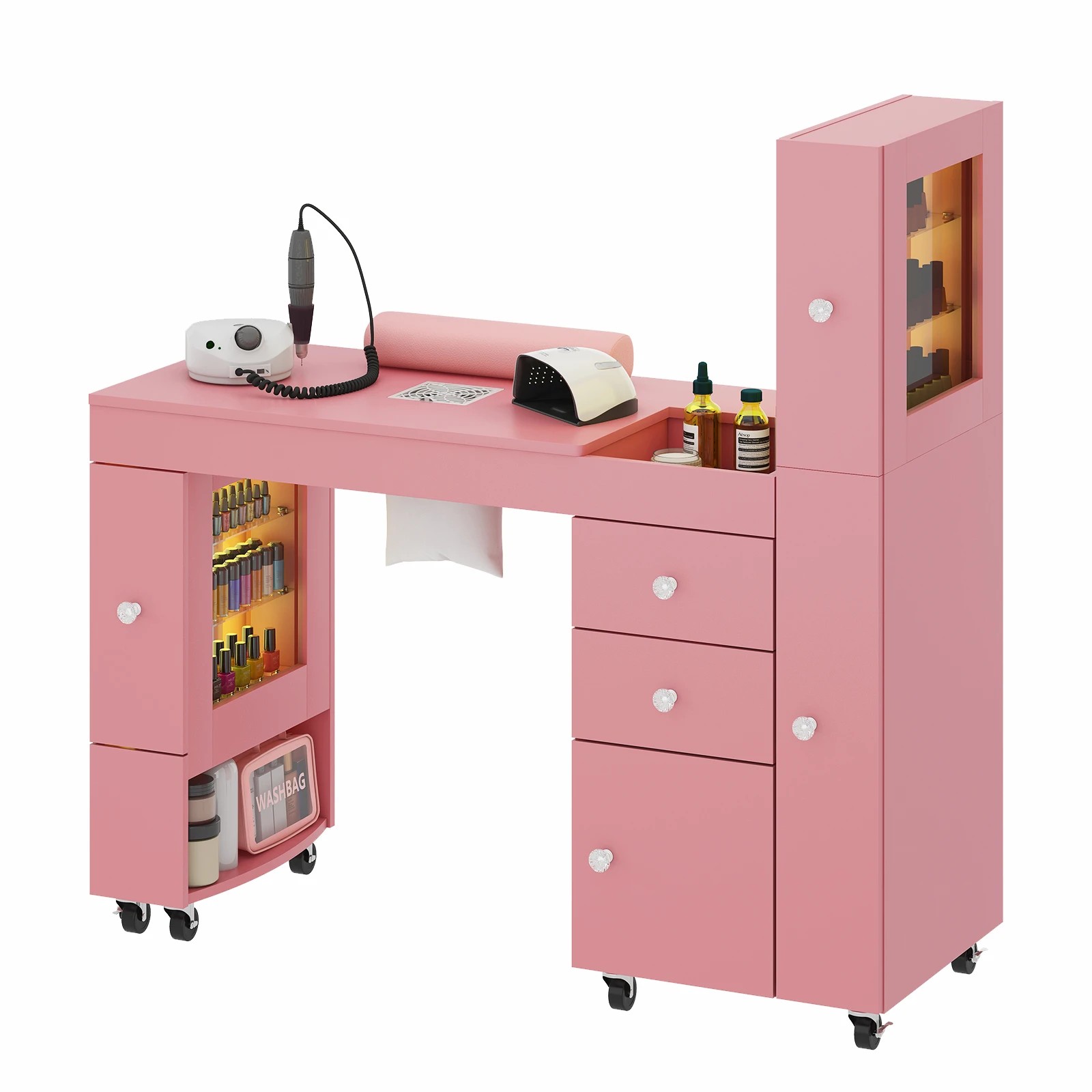 1 Advwin Manicure Table With Led Light Display Cabinet Dust Collector, 1 of 10