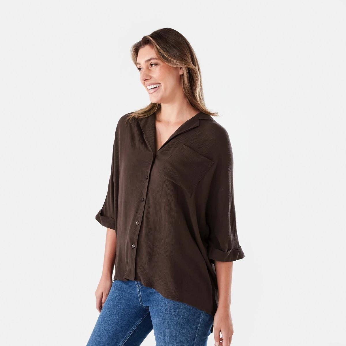 2 Short Dolman Sleeve Shirt MELTED CHOCOLATE, 2 of 5