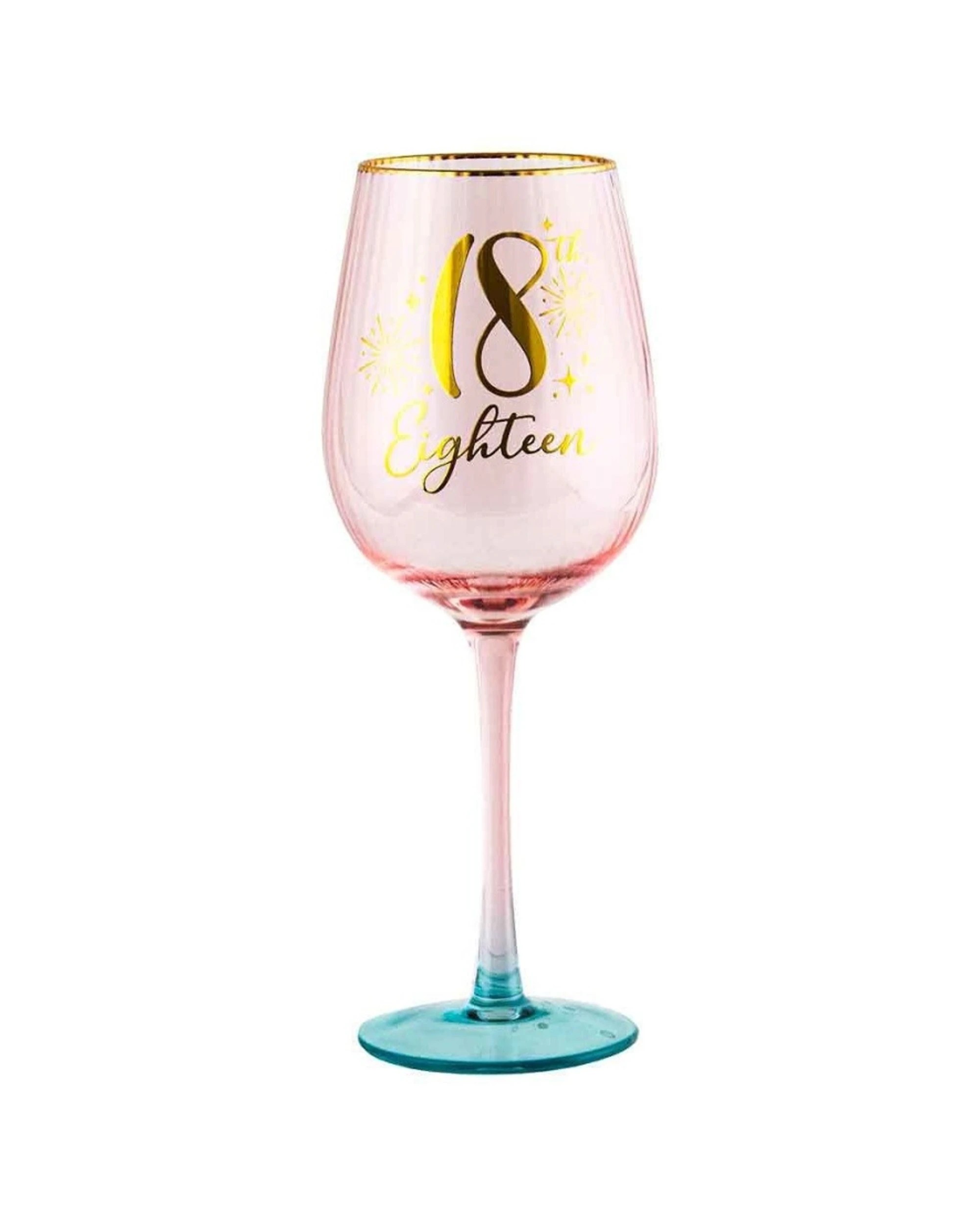 1 LMD Fluted Wine Drinking Glass Happy 18th Birthday - Pink, 1 of 1