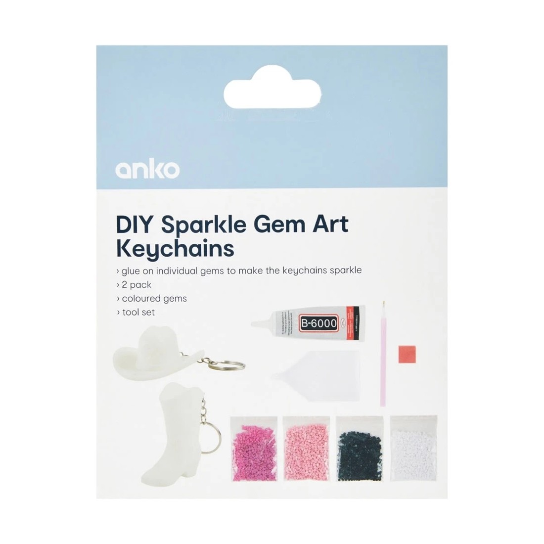 3 2 Pack DIY Sparkle Gem Art Keychains, 3 of 3