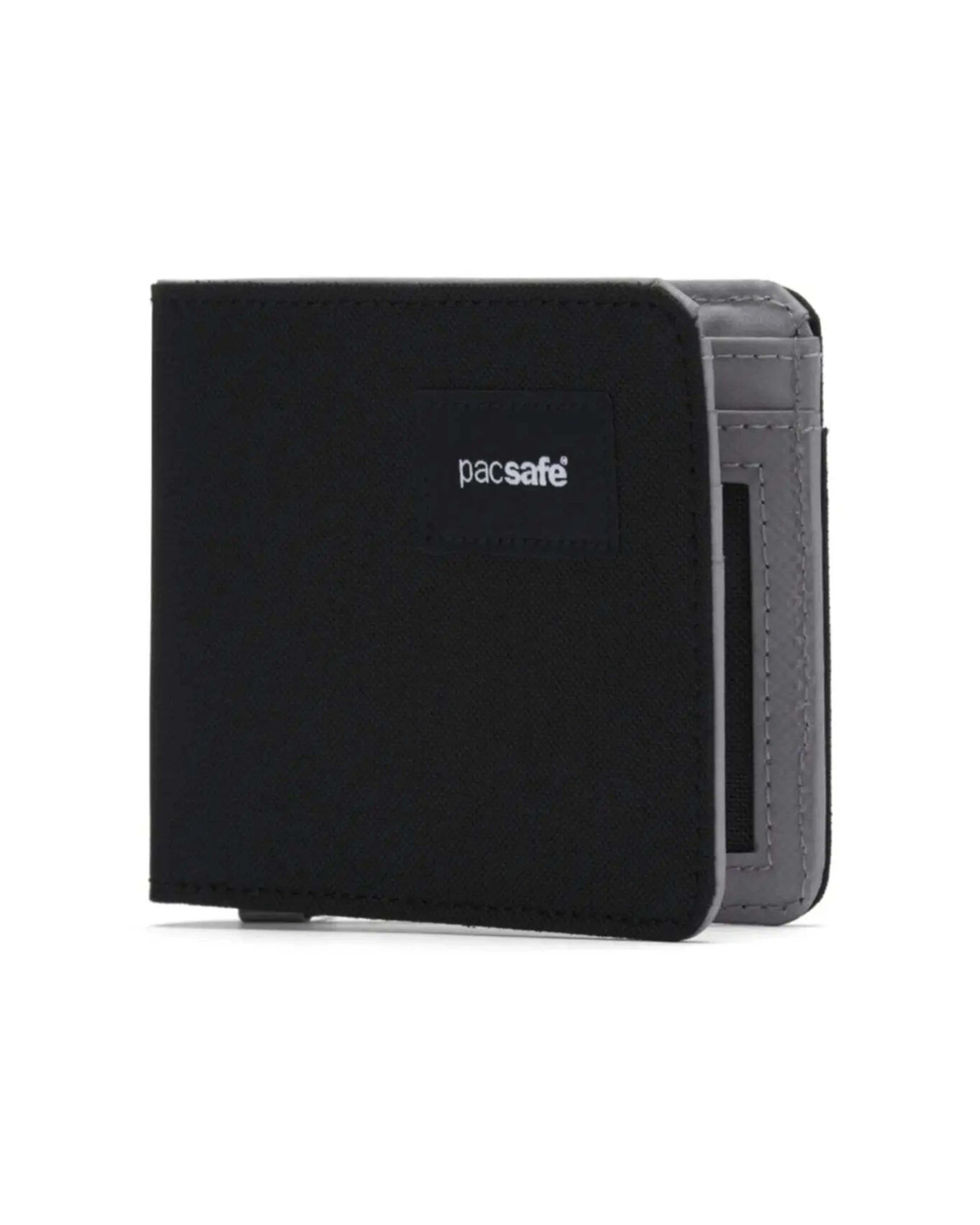1 Pacsafe RFIDsafe Bifold Wallet RFID Blocking Recycled Slim Profile Jet - Black, 1 of 7