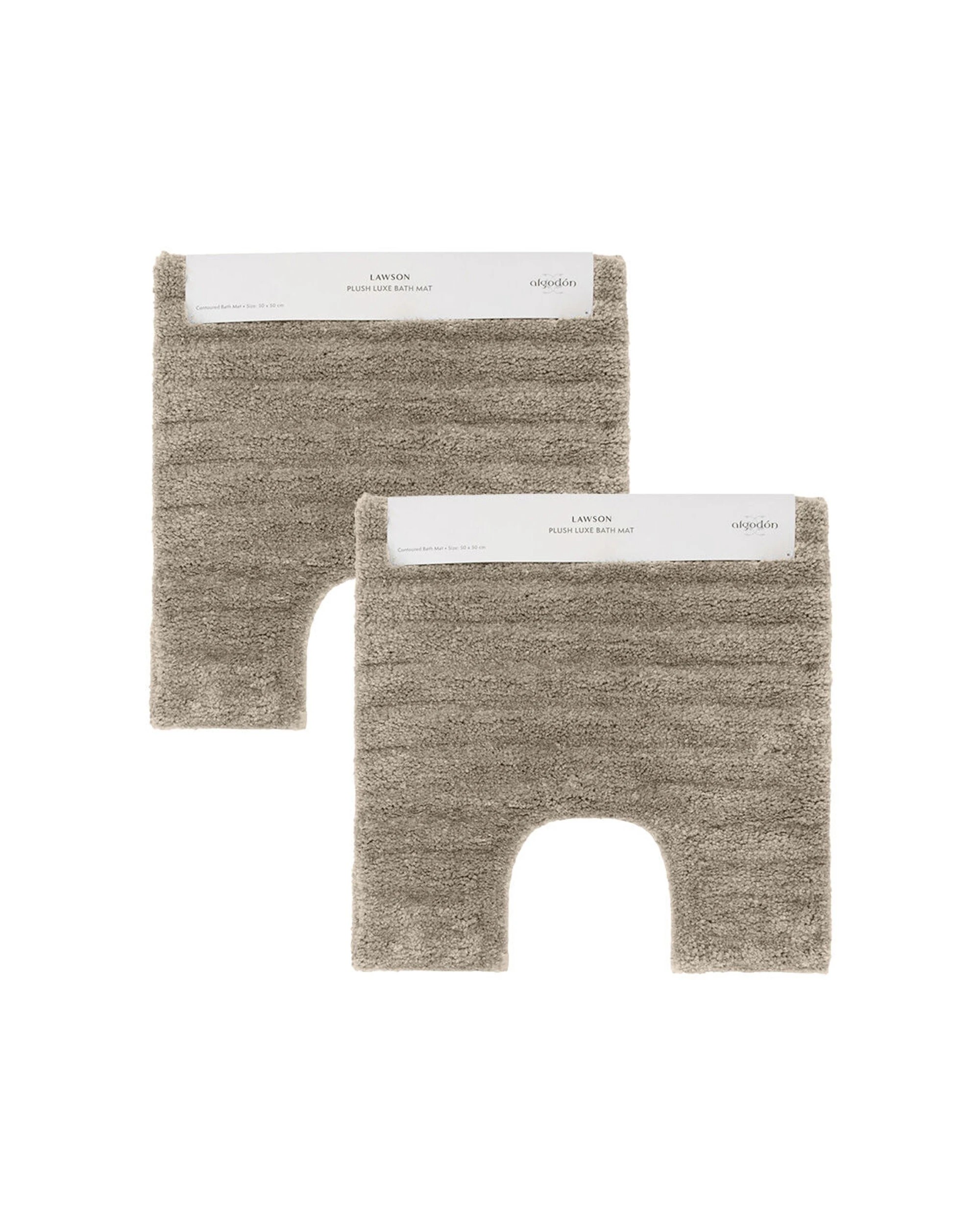 1 Algodon 2PK Lawson Plush Contoured Bath Mat Polyester 50x50cm - Beige, 1 of 3