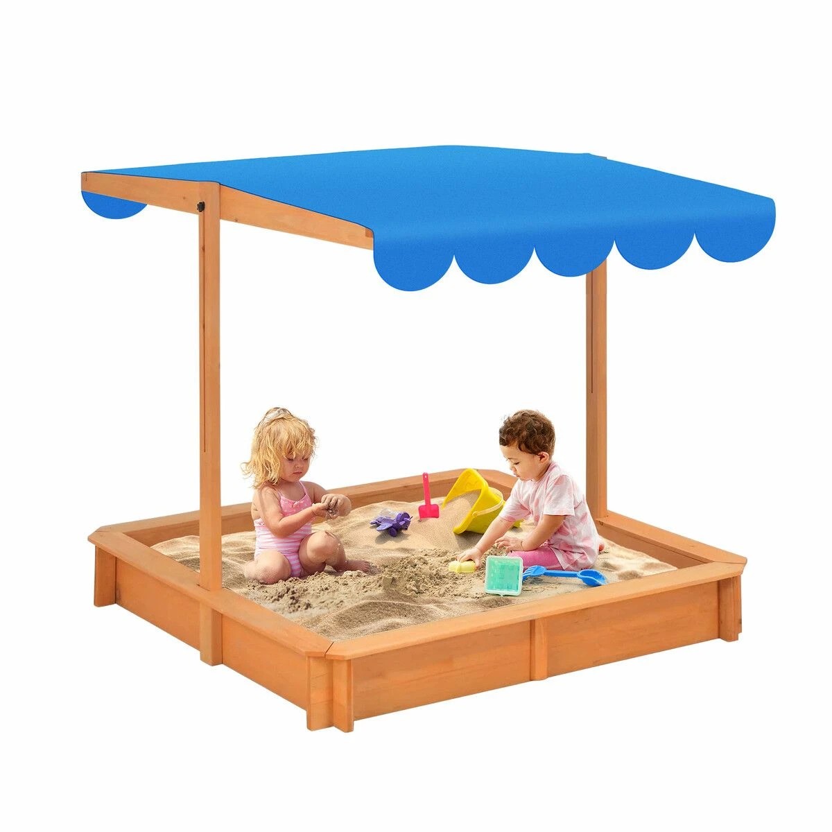 3 Kidbot Kids Sandpit Box Canopy Outdoor Toys Sand Pit, 3 of 3