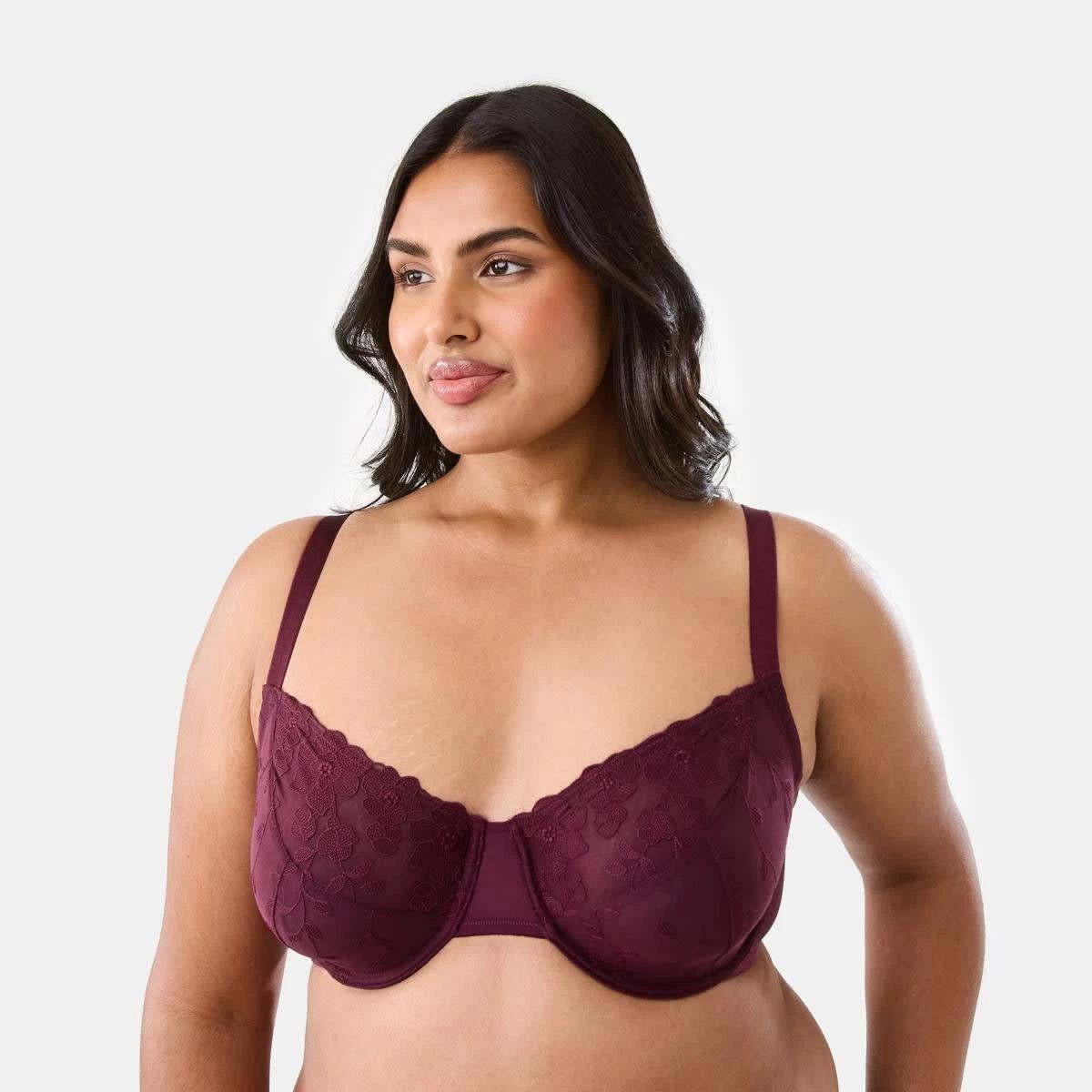 2 Full Figure Soft Cup Mesh Underwire Bra WINDSOR WINE, 2 of 6