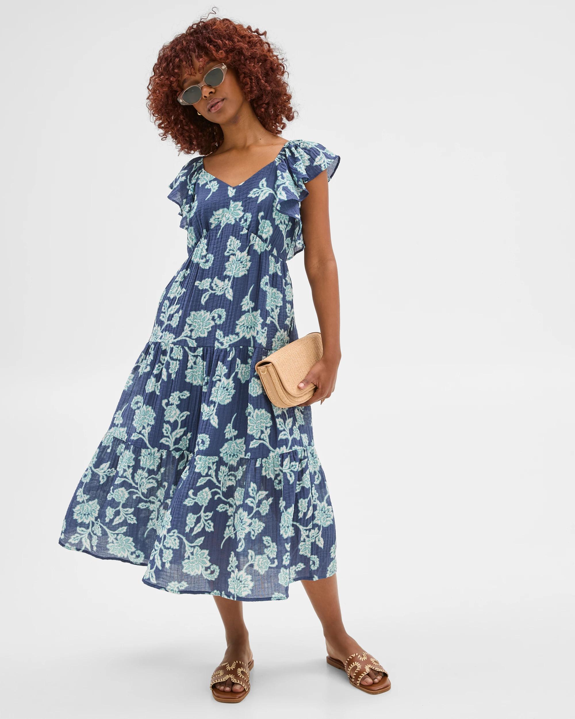 2 Target Petites Flutter Sleeve Midi Dress DAMSON, 2 of 6