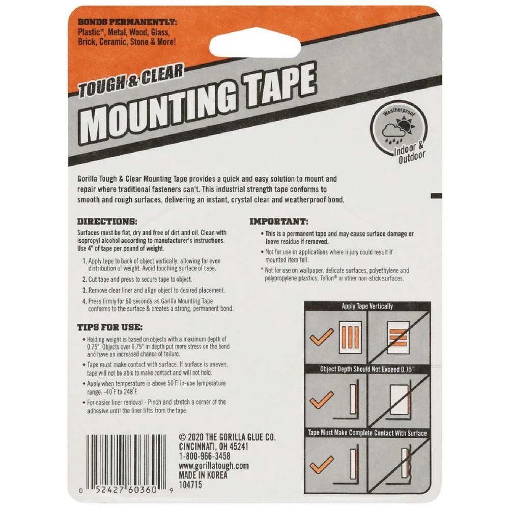 2 Gorilla Tough and Clear XL Mounting Tape 3.8m, 2 of 7