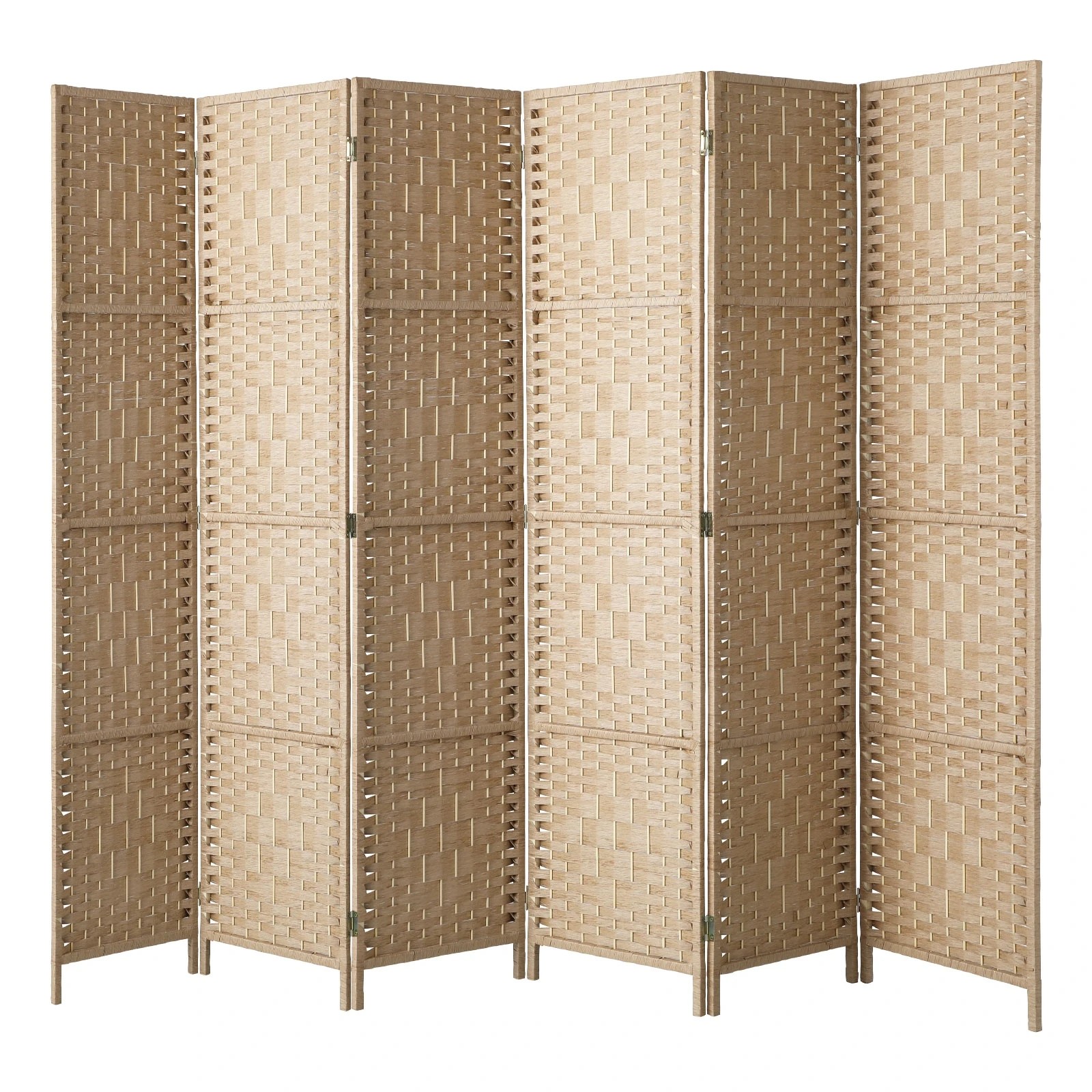 1 Oikiture 6 Panel Room Divider Screen Privacy Dividers - Natural, 1 of 10