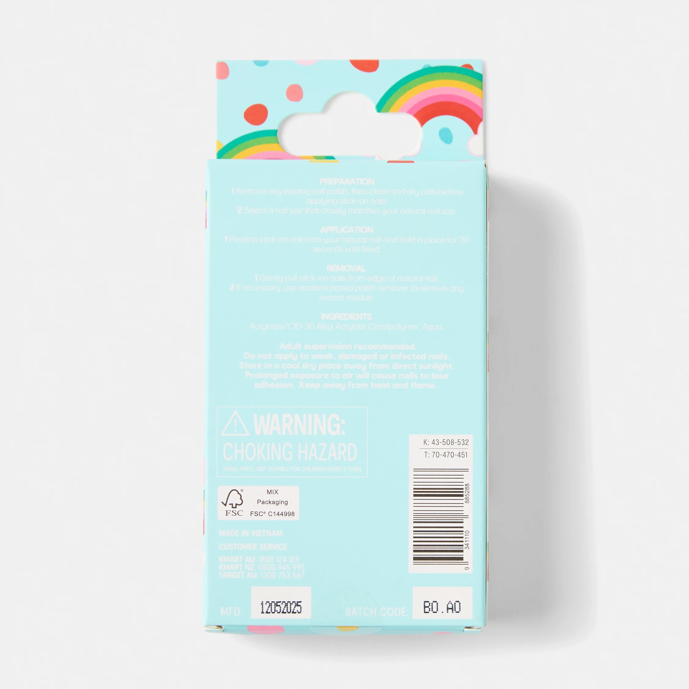 2 OXX Junior 24 Pack Kids Pre-Glued Stick-On Nails - Mermaid, 2 of 5