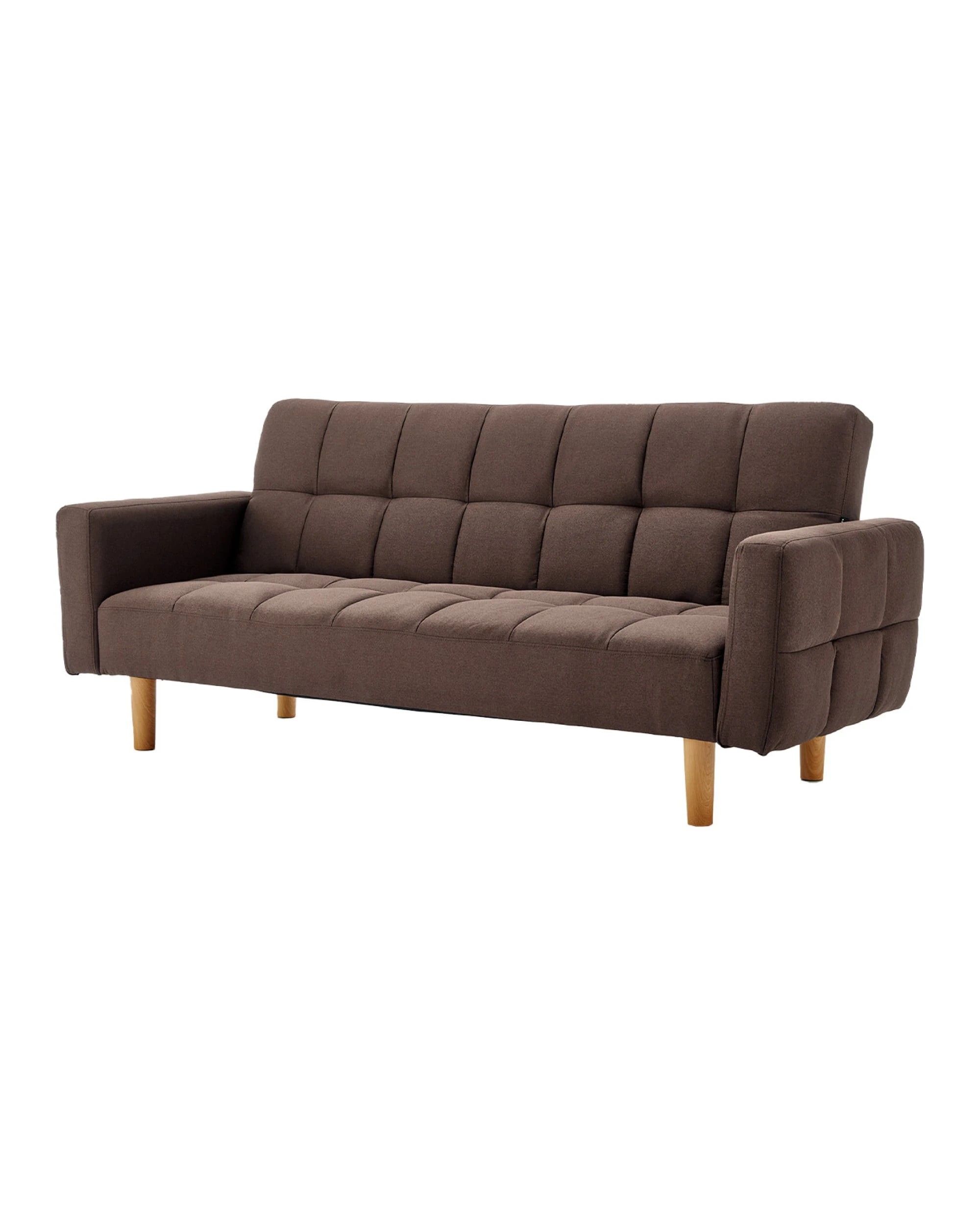2 Sarantino 3-Seater Fabric Sofa Bed Futon - Brown, 2 of 9