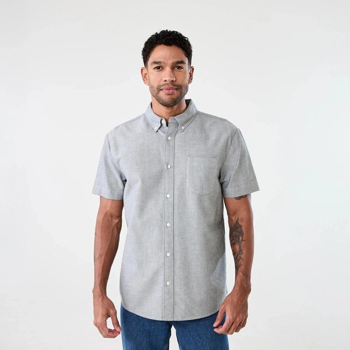 5 Short Sleeve Oxford Shirt GREY YD, 5 of 6