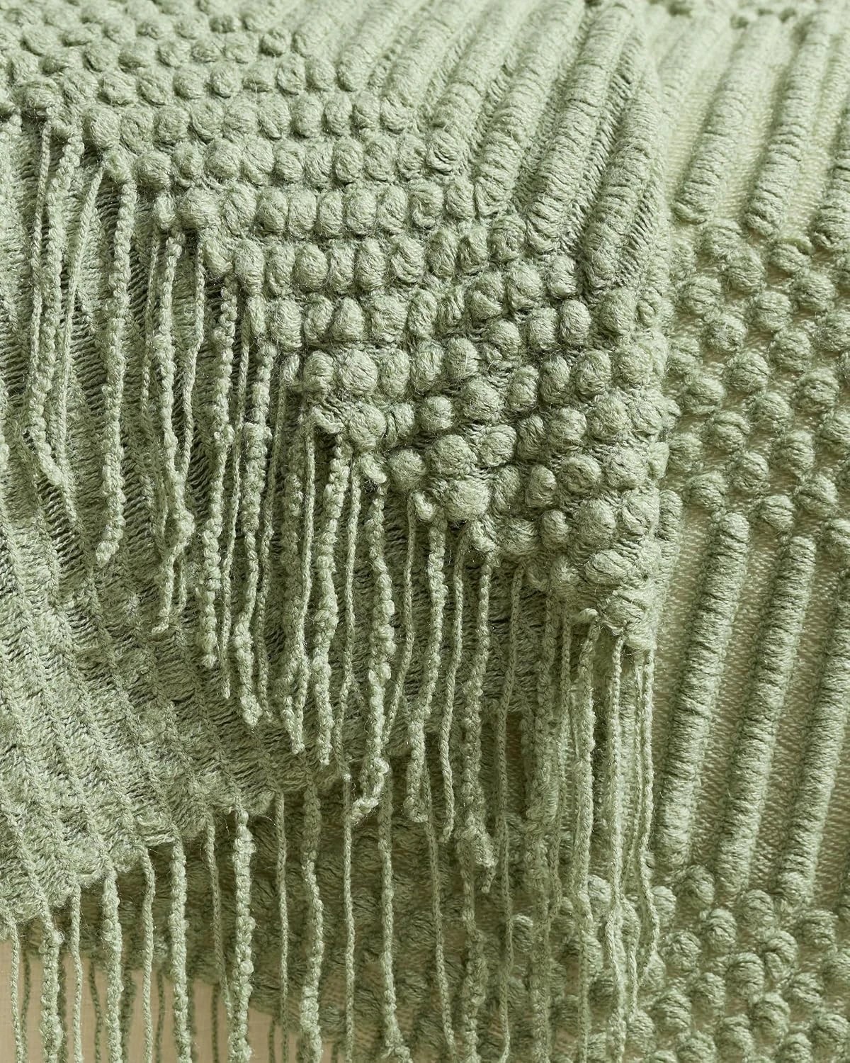 2 Gioia Casa Textured Knitted Throw 130x170cm - Sage Green, 2 of 4