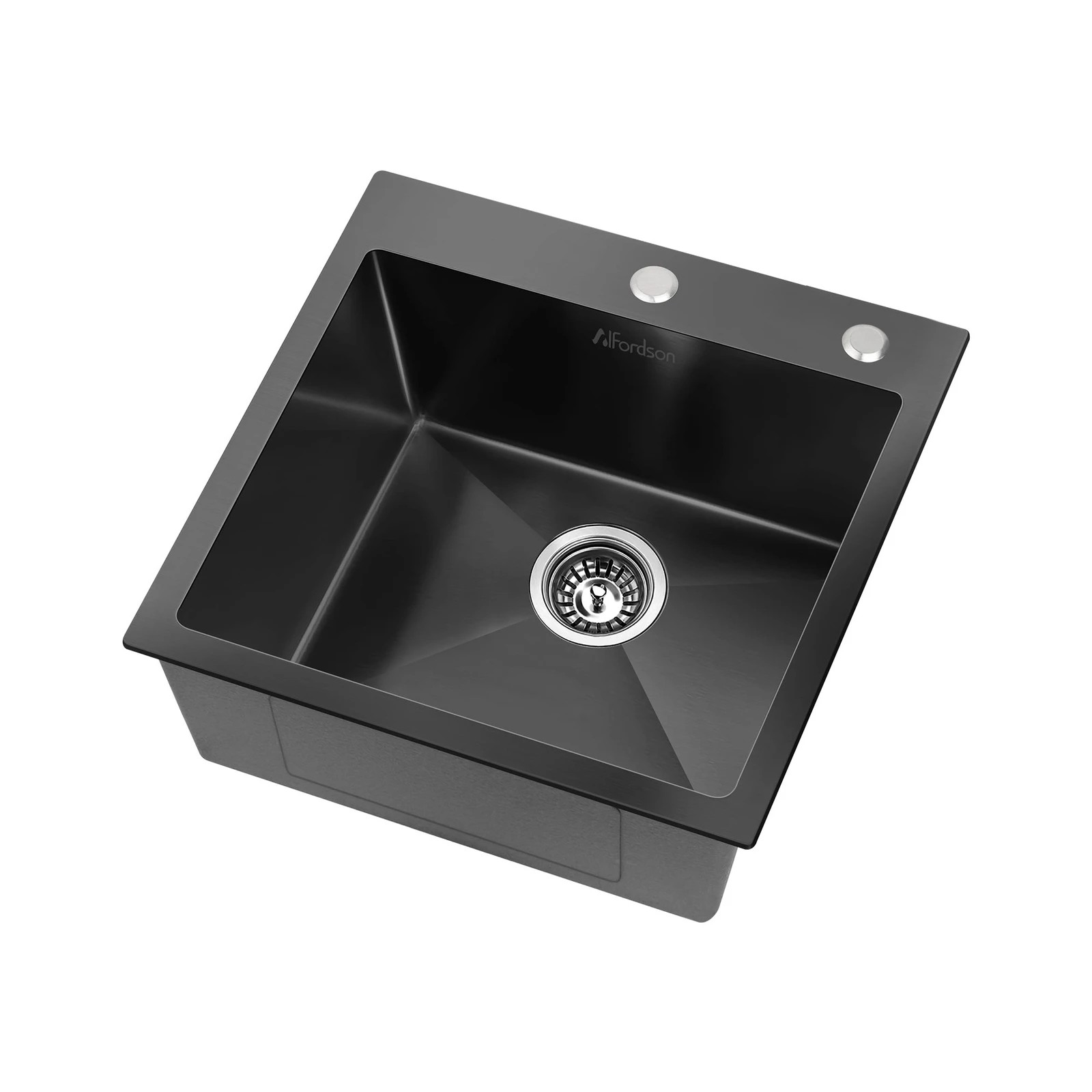 1 Alfordson Kitchen Sink 53x50cm Stainless Steel Basin Single Bowl - Black, 1 of 9