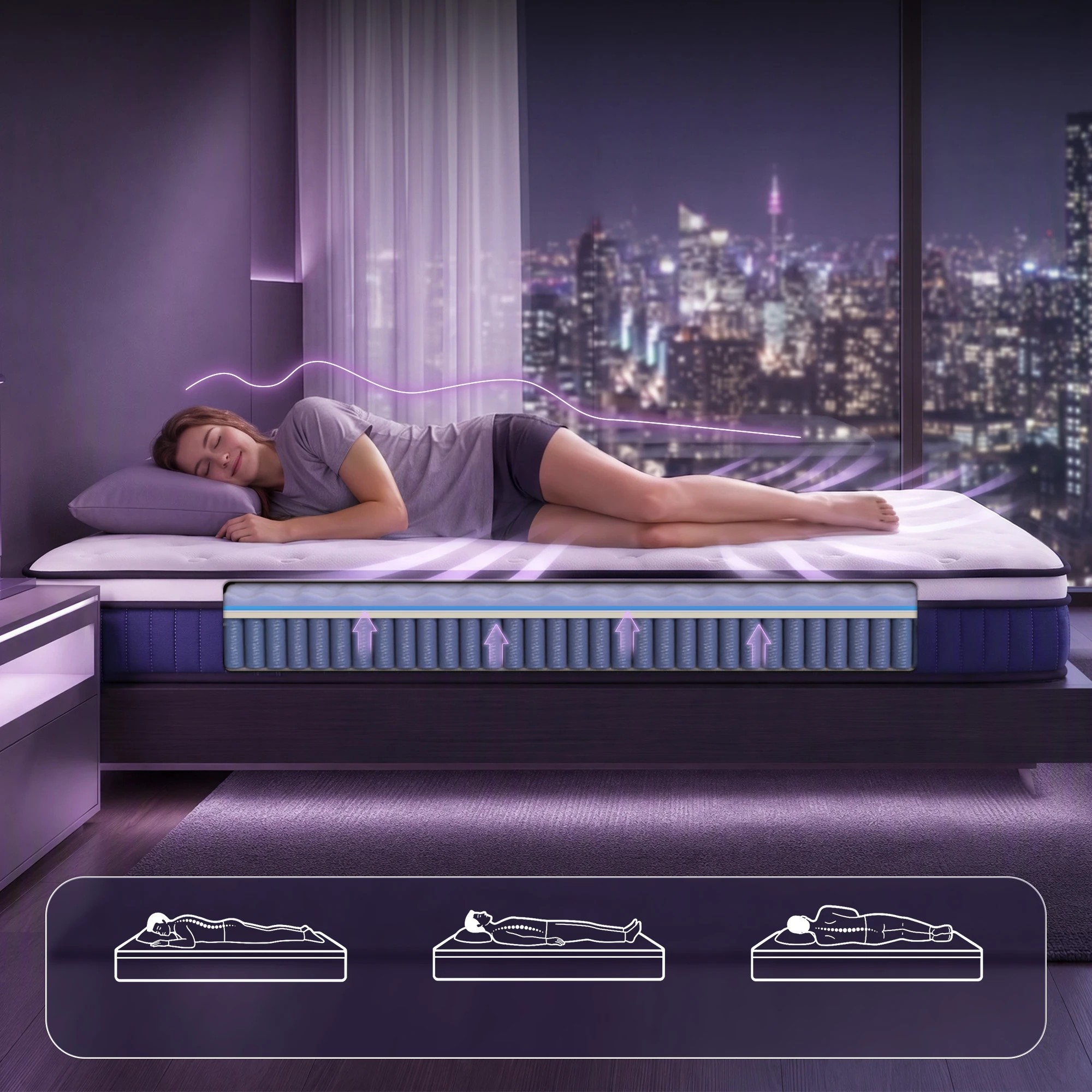 6 Levitex Mattress 23CM with Pocket Spring & Cooling Gel Foam - Single Bed - Multi, 6 of 10