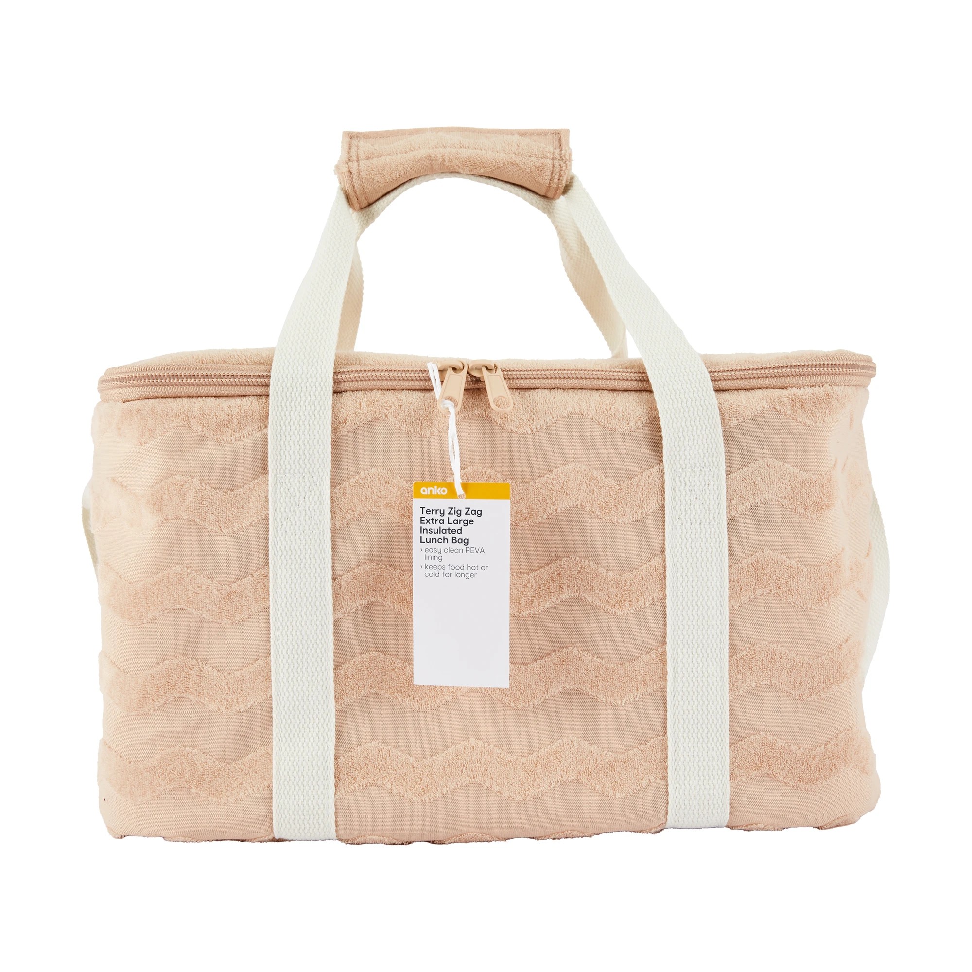 5 Terry Zig Zag Extra Large Insulated Lunch Bag - Pink, 5 of 5