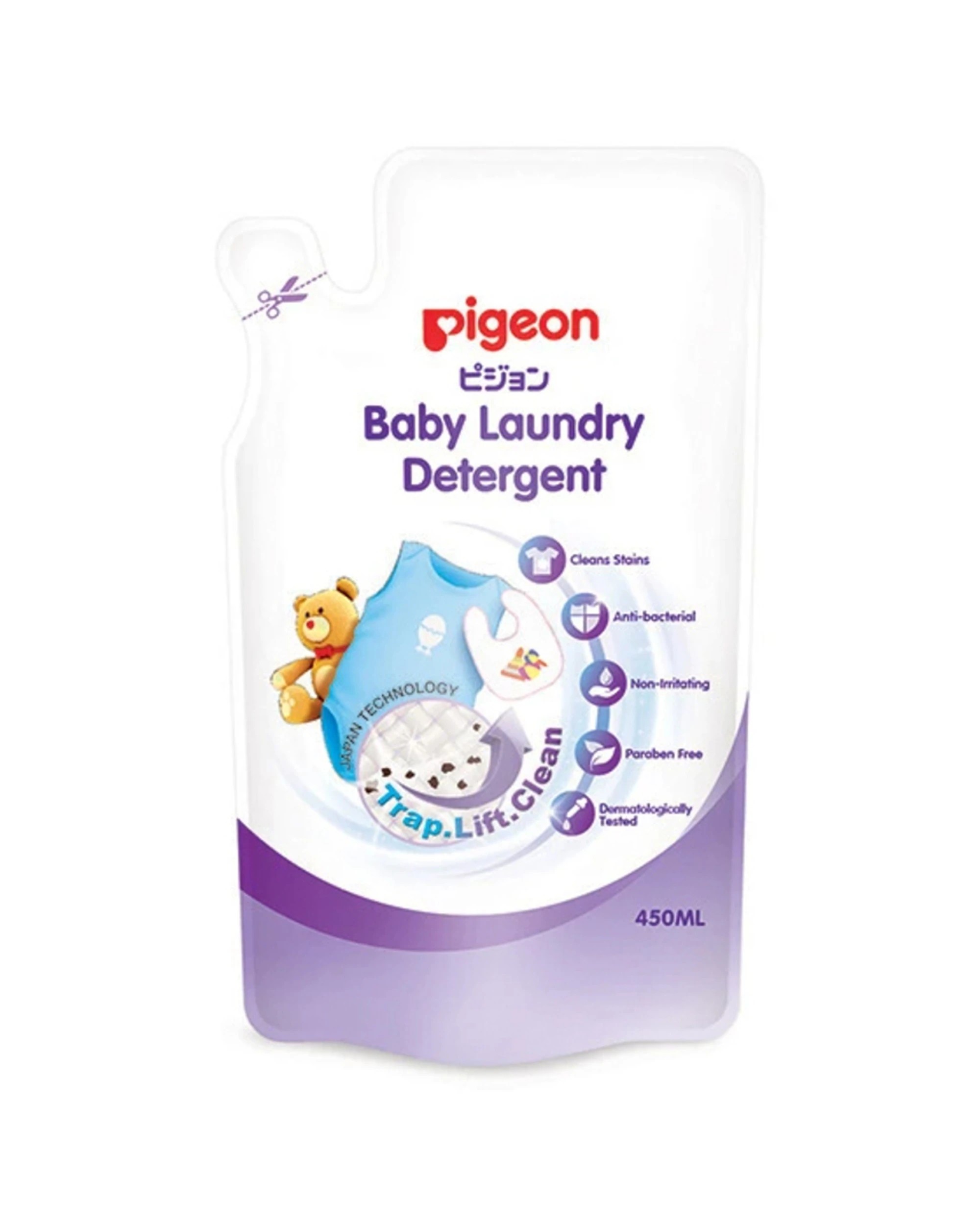 3 Pigeon Baby Laundry Detergent Concentrated Gentle Formula 500ml and 450ml Refill. - Plain, 3 of 3
