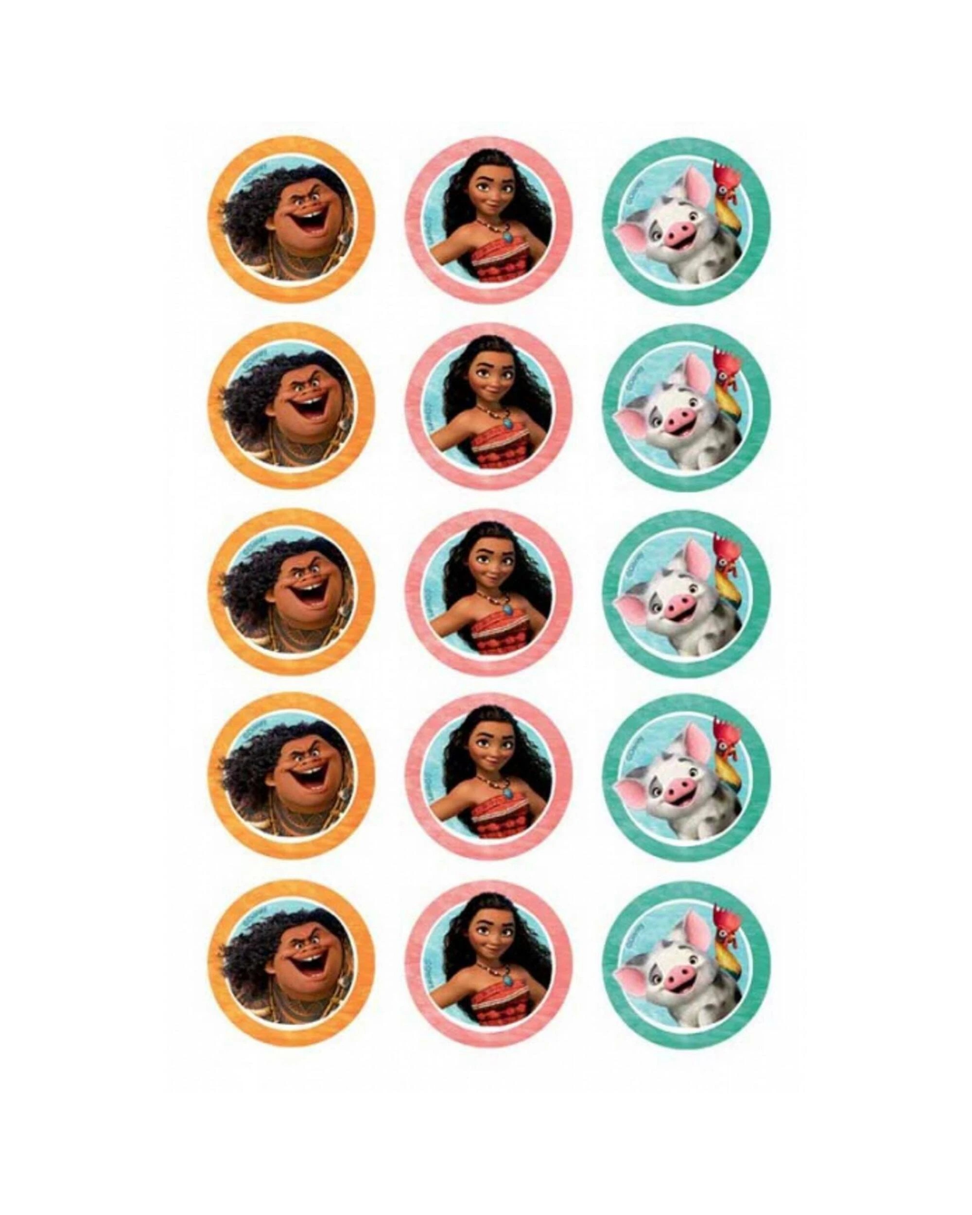 1 Disney Moana Edible Cupcake Decorations Pack of 15, 1 of 1