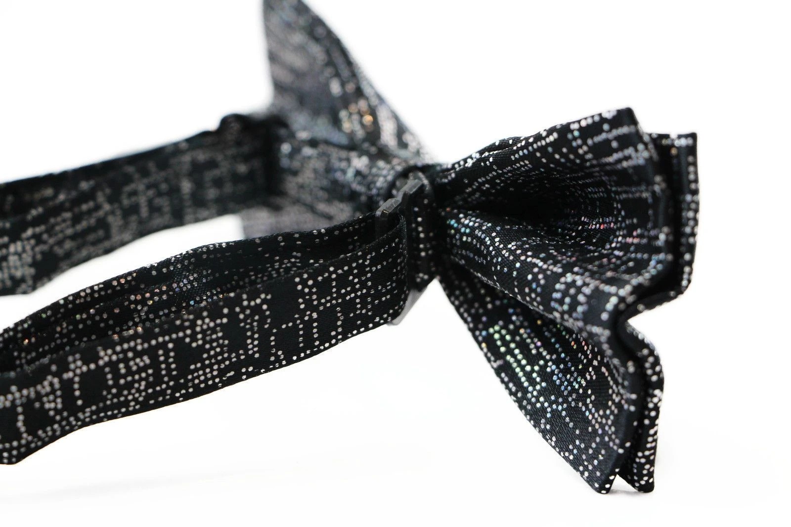 2 Zasel Mens Black Sparkly Glitter Patterned Bow Tie - Black, 2 of 6