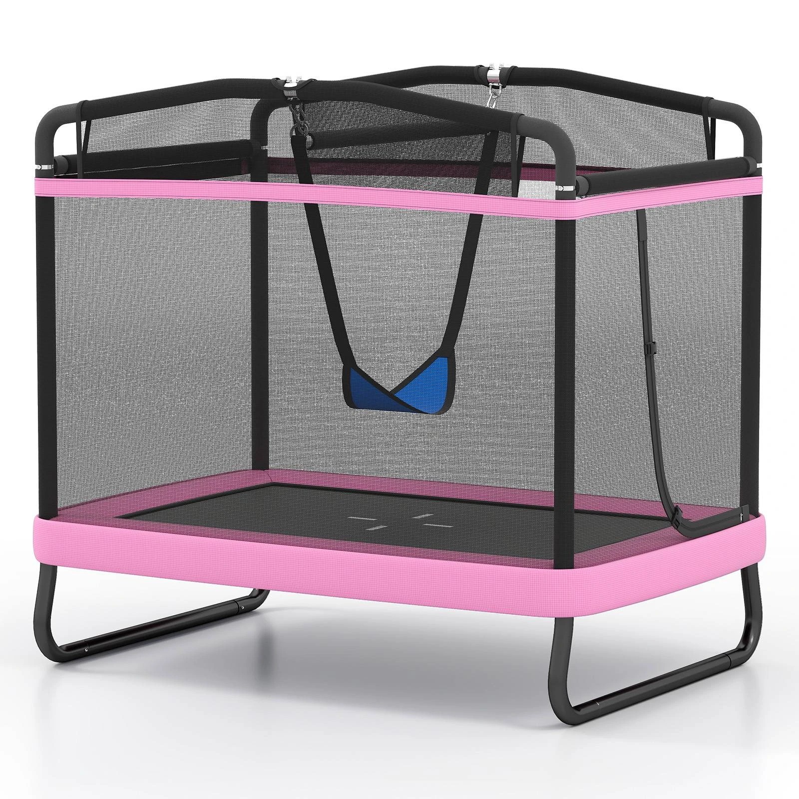 1 Costway Kids Trampoline Indoor Outdoor Rectangle Rebounder w/Enclosure Net, 1 of 3