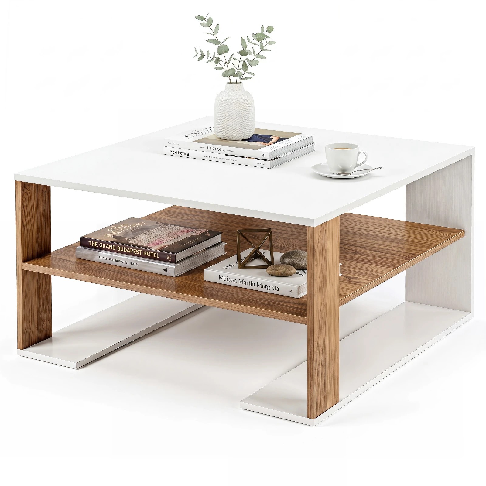 6 Costway 2-Tier Square Coffee Table Modern Compact Center Table, 6 of 6