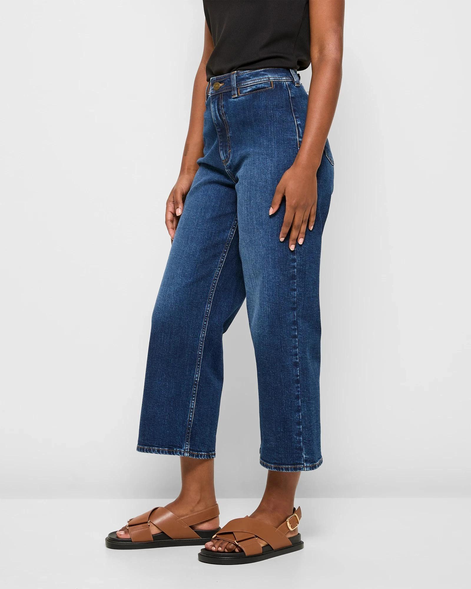3 Target Petites Petites Crop Length Wide Leg Denim Jeans - Kelsey NIAGRA BLUE, 3 of 5