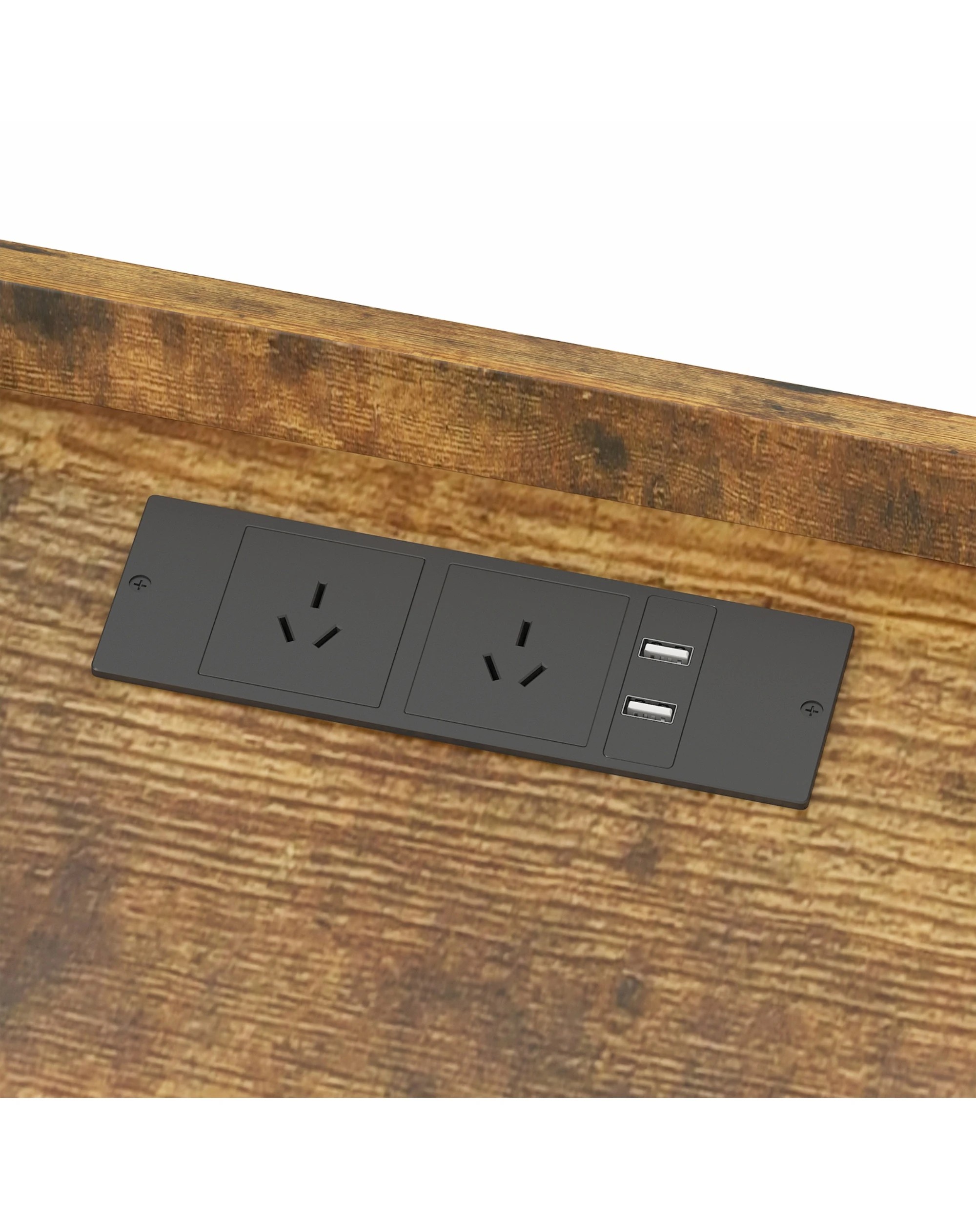 8 Advwin LED 2x Bedside Table with Charging Station 2 Drawers Nightstand - Brown, 8 of 8