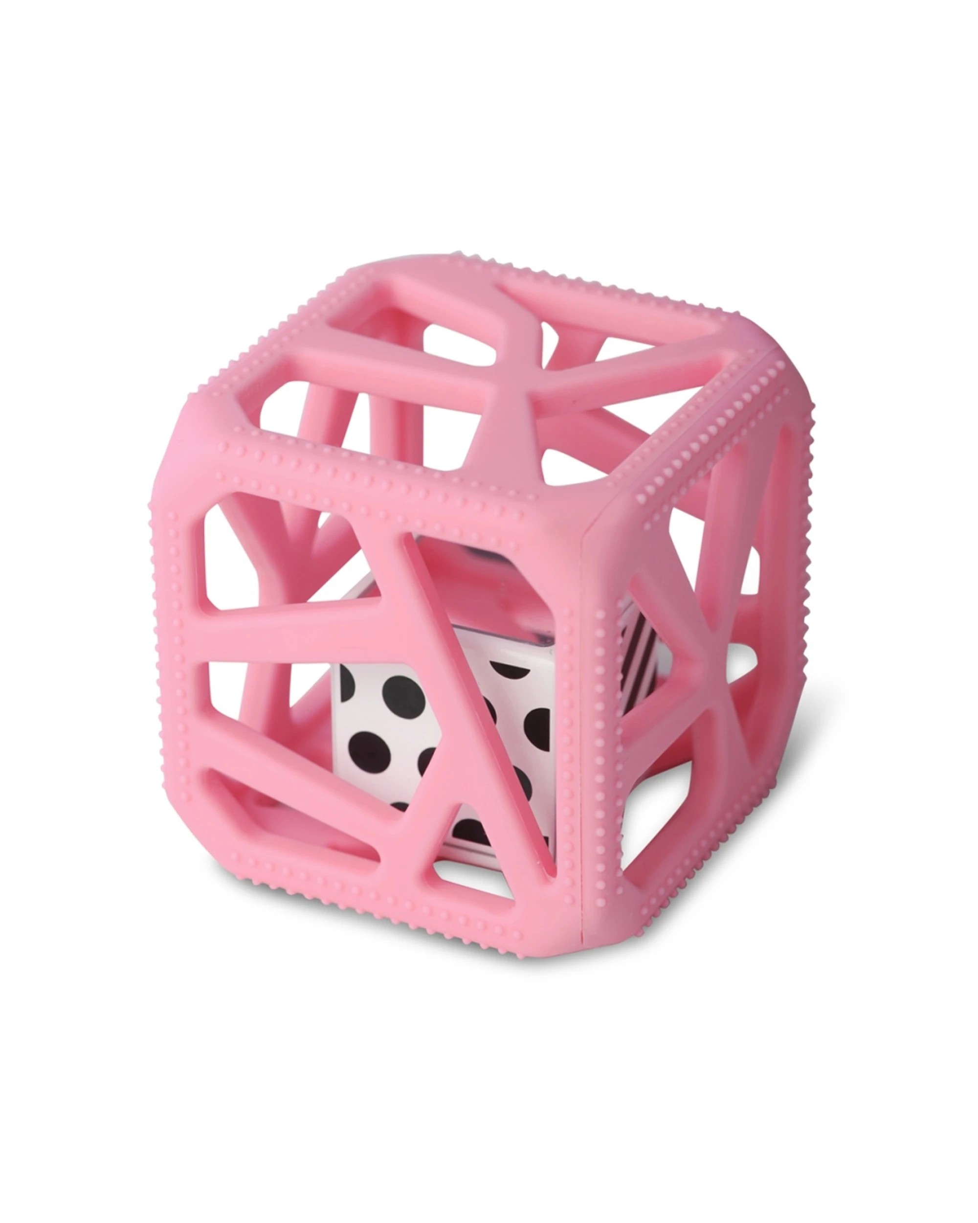 1 Malarkey Kids Chew Cube Easy-Grip Silicone Teether Rattle Baby Toy - Pink, 1 of 4