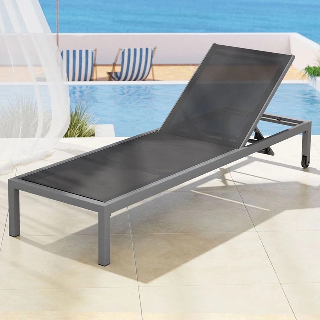 3 Gardeon Sun Lounge Outdoor Lounger - Grey, 3 of 6