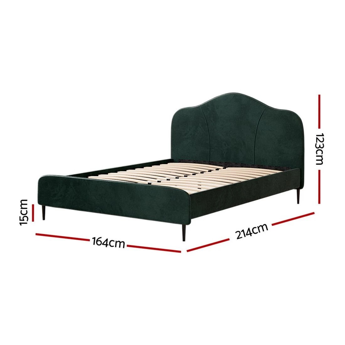 2 Artiss Bed Frame Queen Size Velvet - Green, 2 of 6