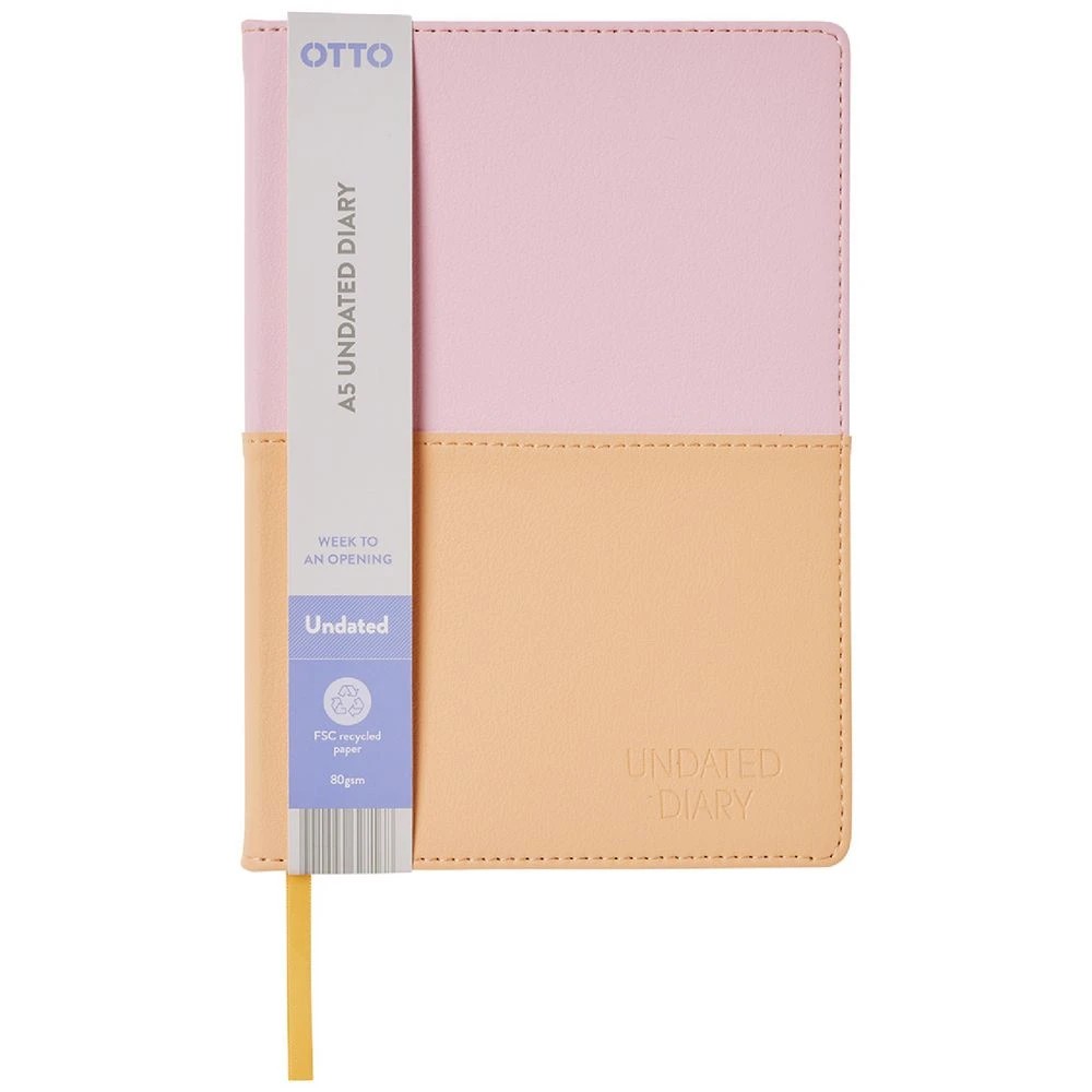 2 Otto A5 Week to View Two-tone Undated Diary 65 page Pink, 2 of 7
