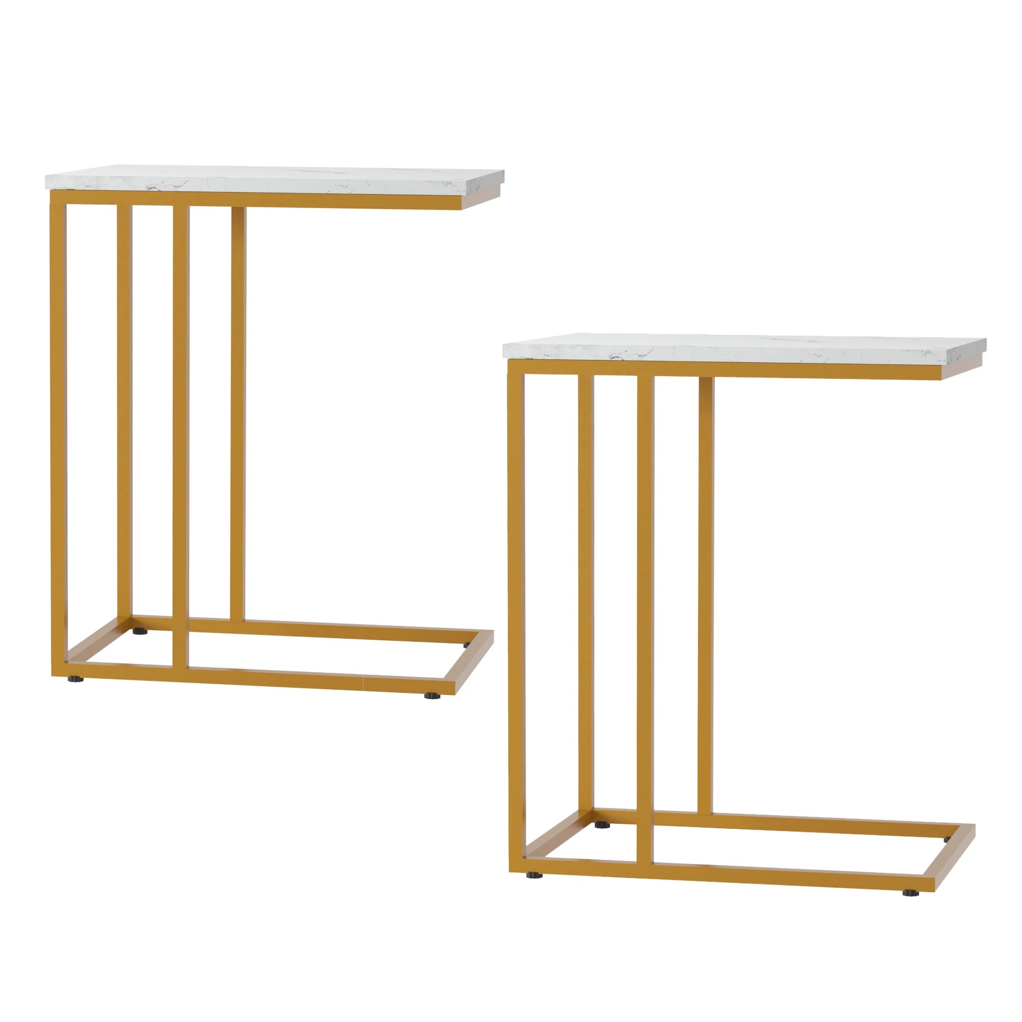 4 Artiss C Shaped End Table Set of 2 Coffee Table Side Table - White, 4 of 7